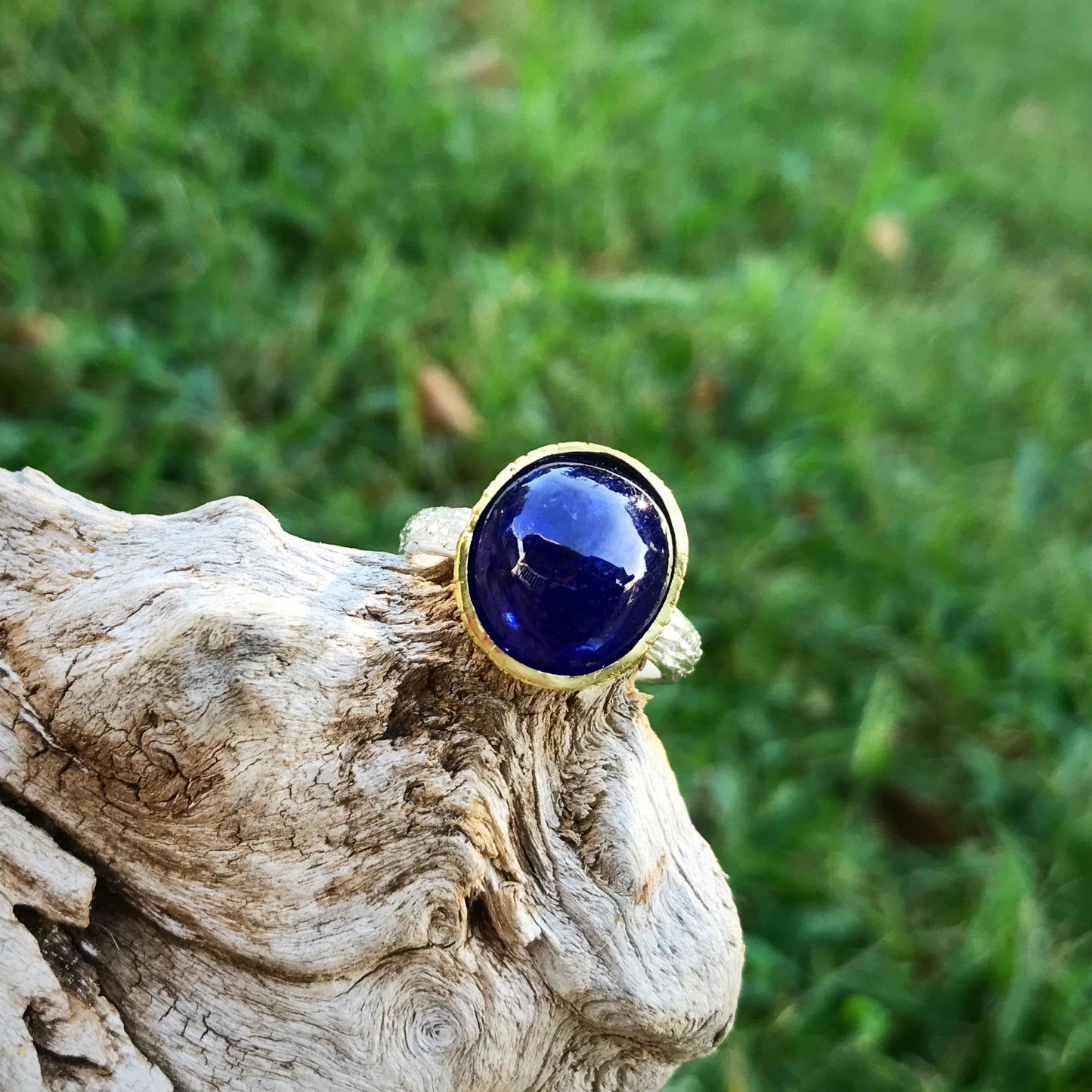 Handmade Sterling Silver Natural Blue Sapphire topaz Ring 7