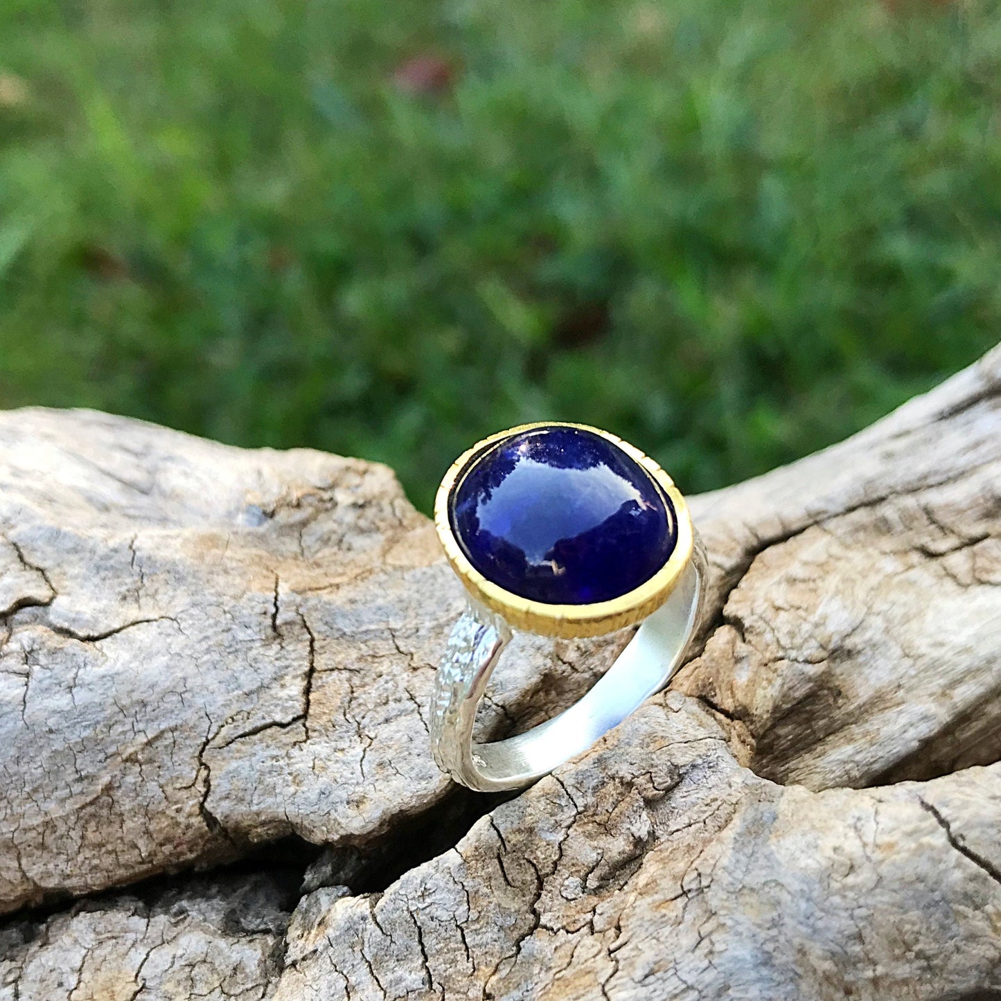 Handmade Sterling Silver Natural Blue Sapphire topaz Ring 7