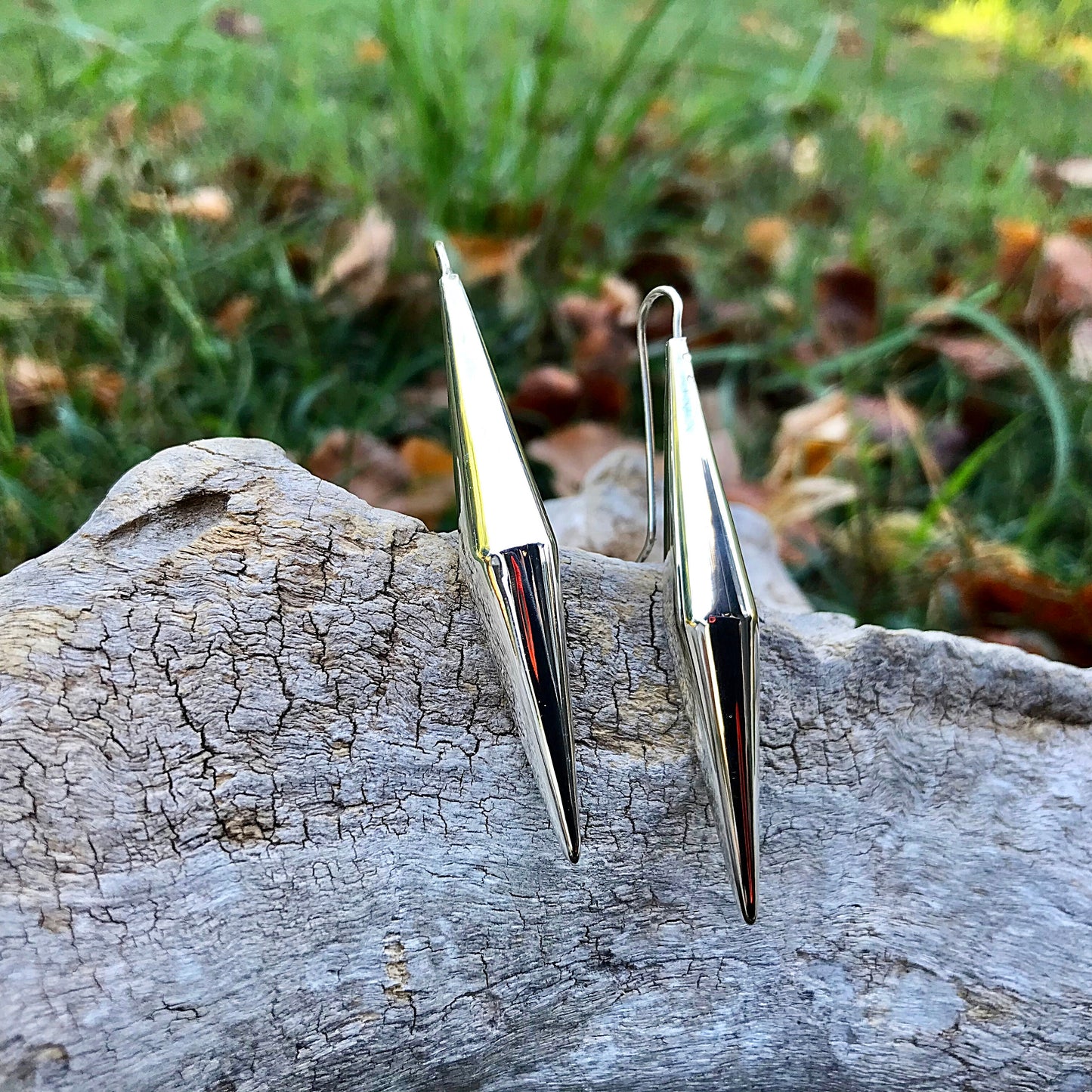 sterling silver Modernist polish abstract  conic Earrings