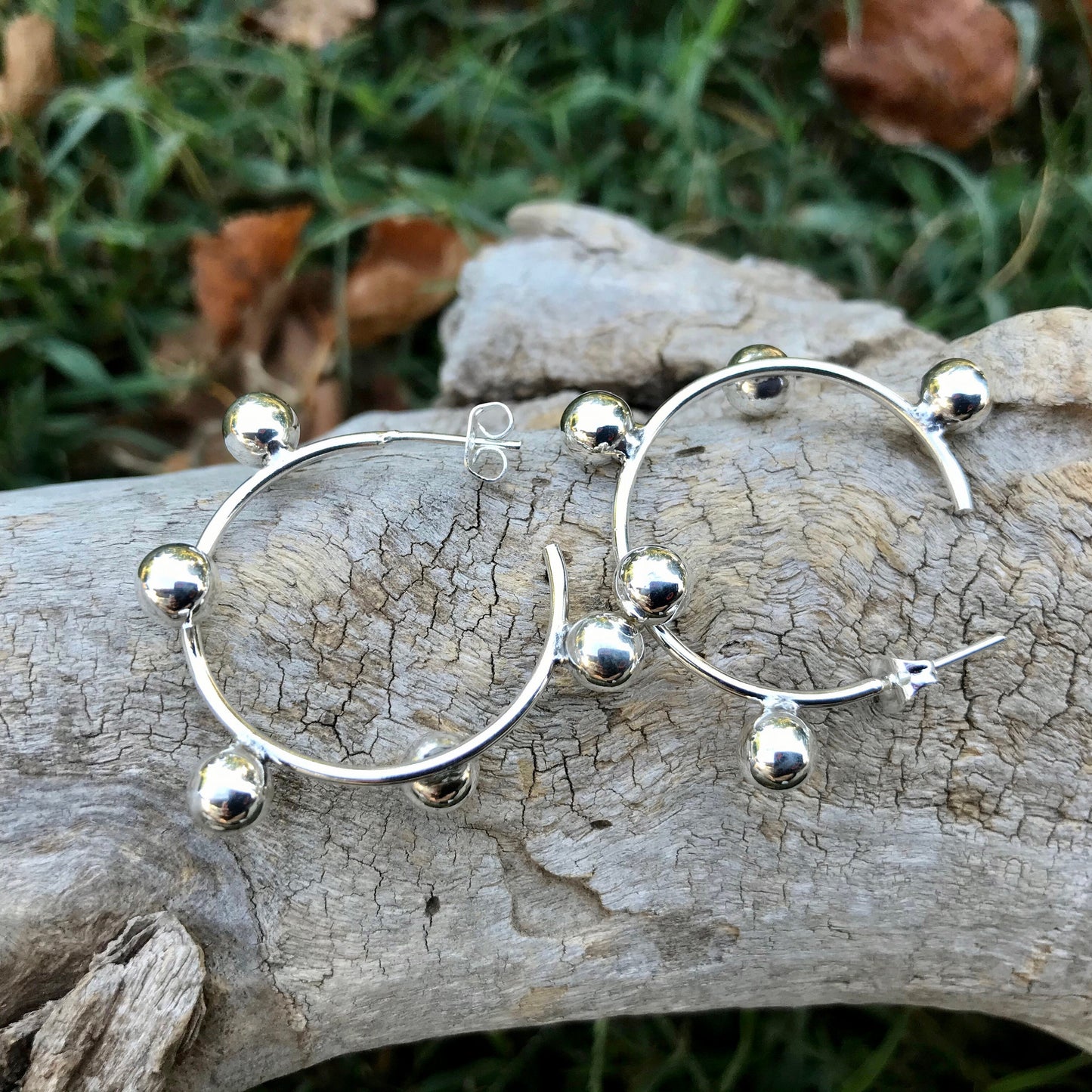 sterling silver Modernist small hoop Earrings