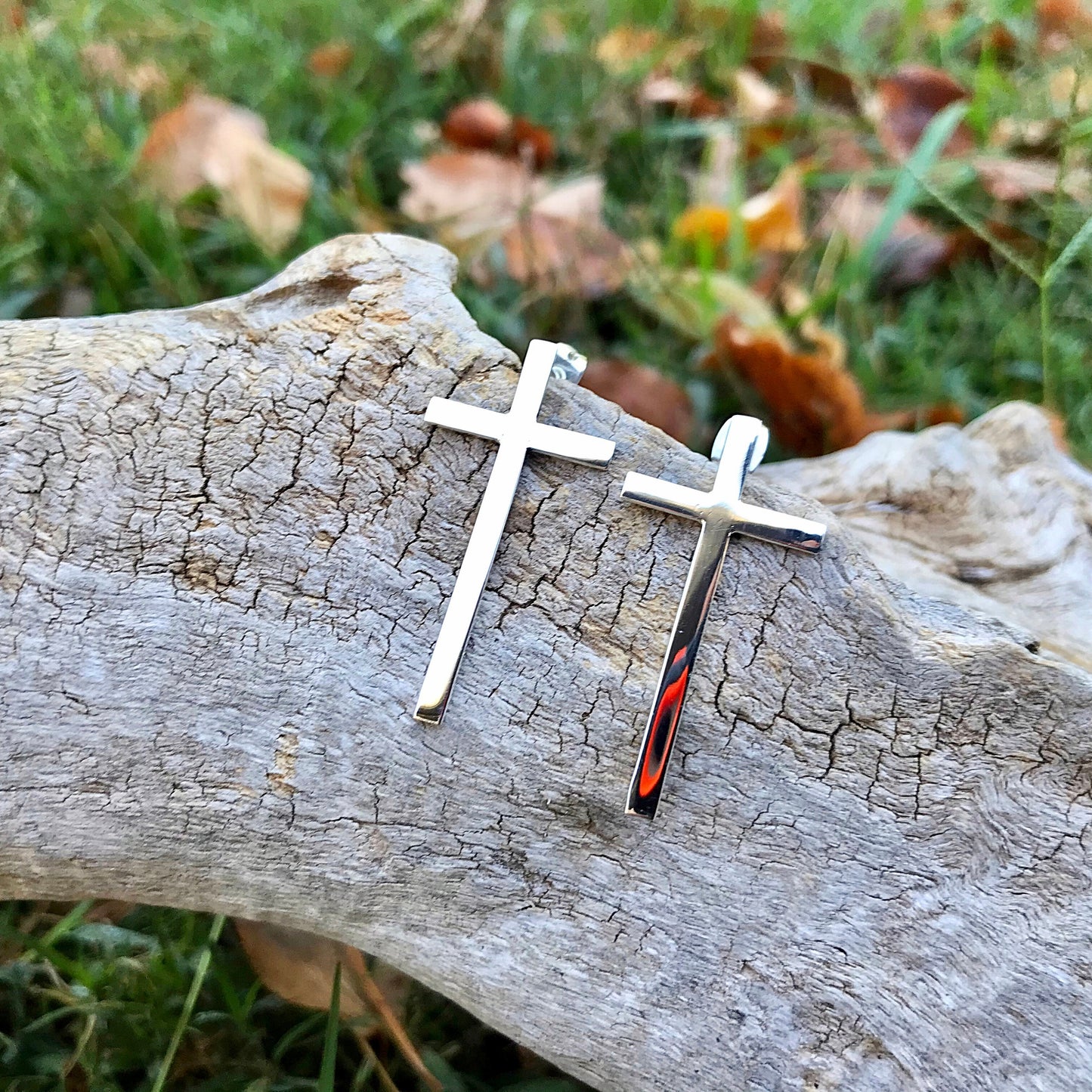 Sterling Silver large stud Cross earrings