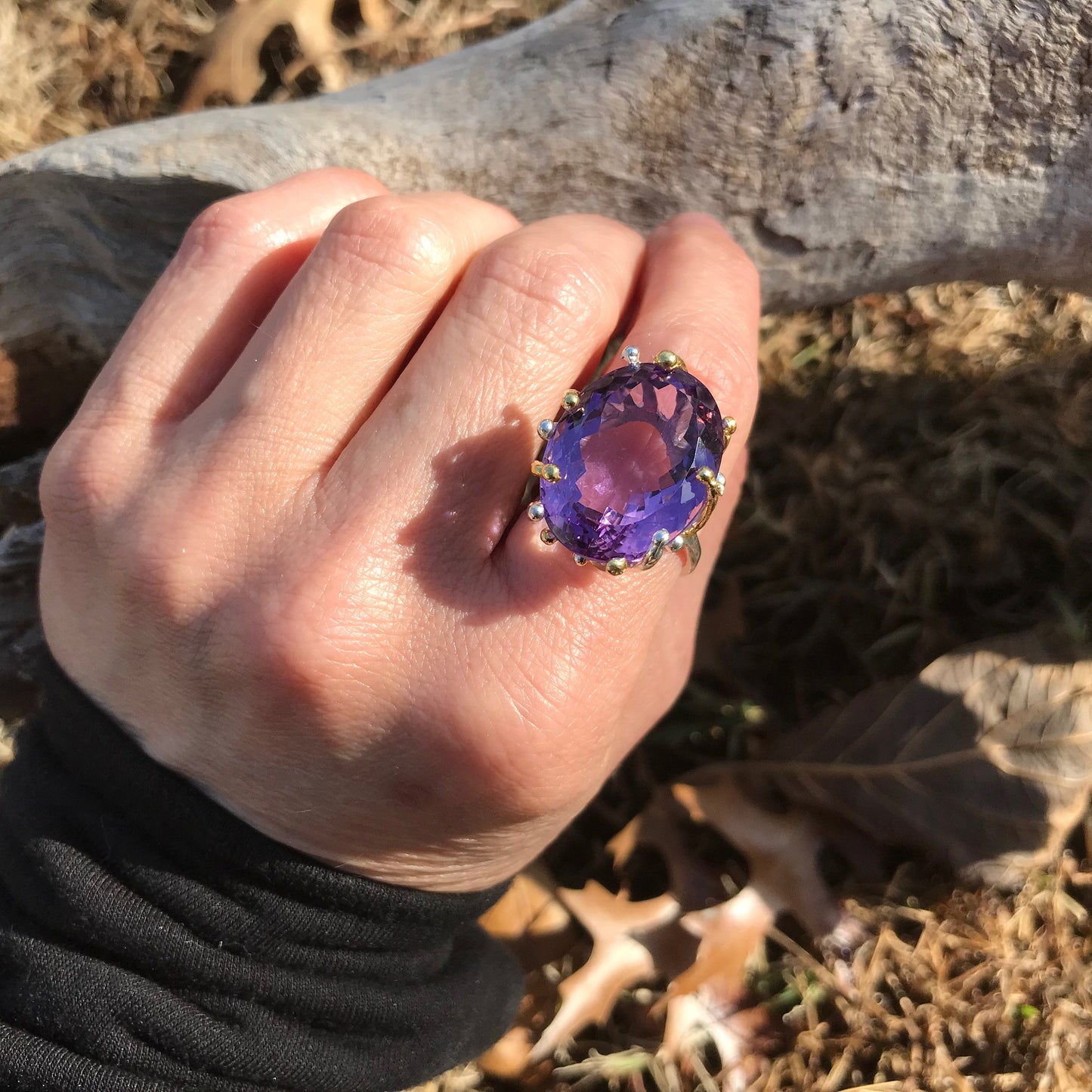 Handmade Sterling Silver Statement Amethyst Ring