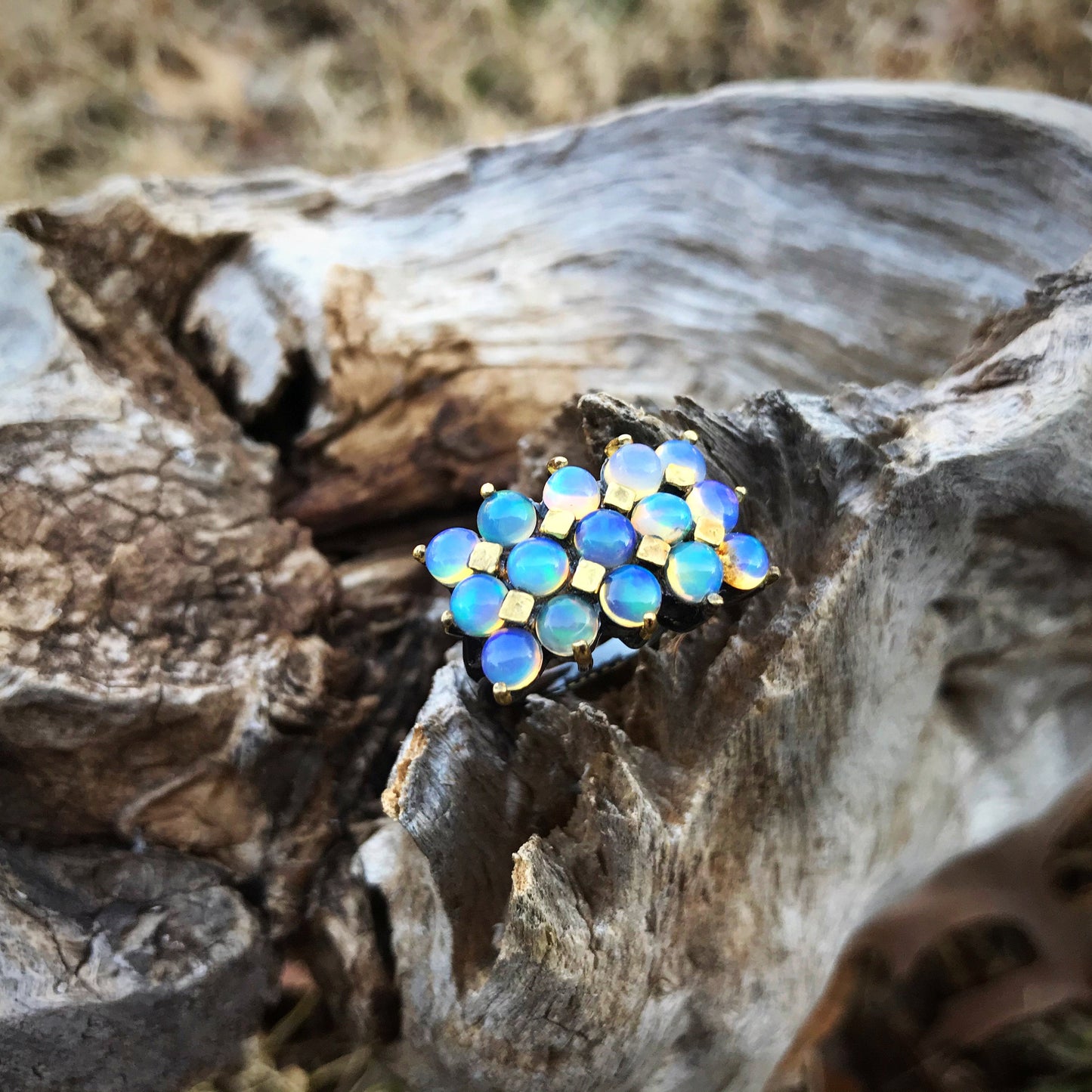 Sterling silver natural fire opal statement ring 5