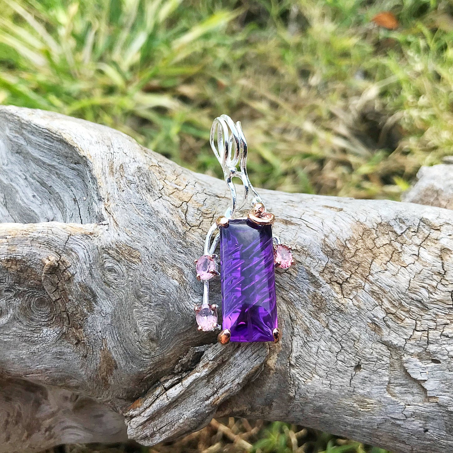 sterling silver Amethyst  pendant for necklace