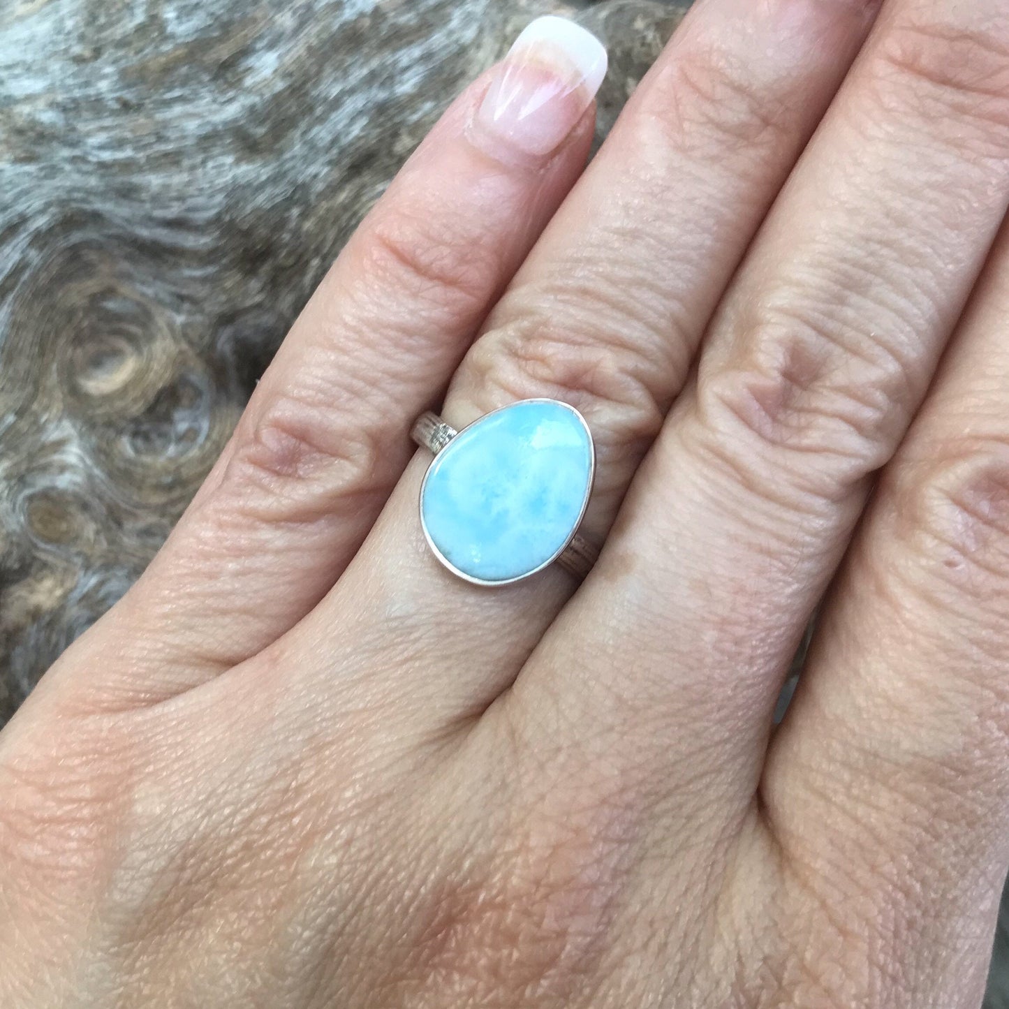 Sterling Silver Larimar Artisan handmade ring 7