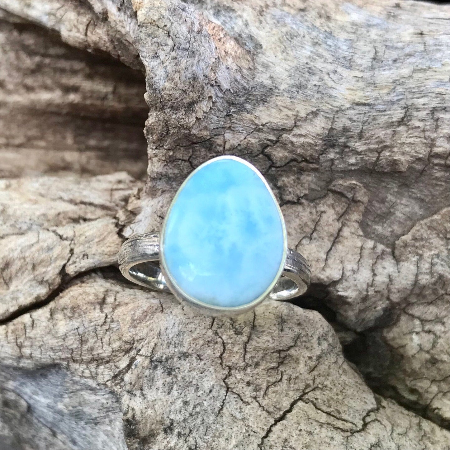 Sterling Silver Larimar Artisan handmade ring 7