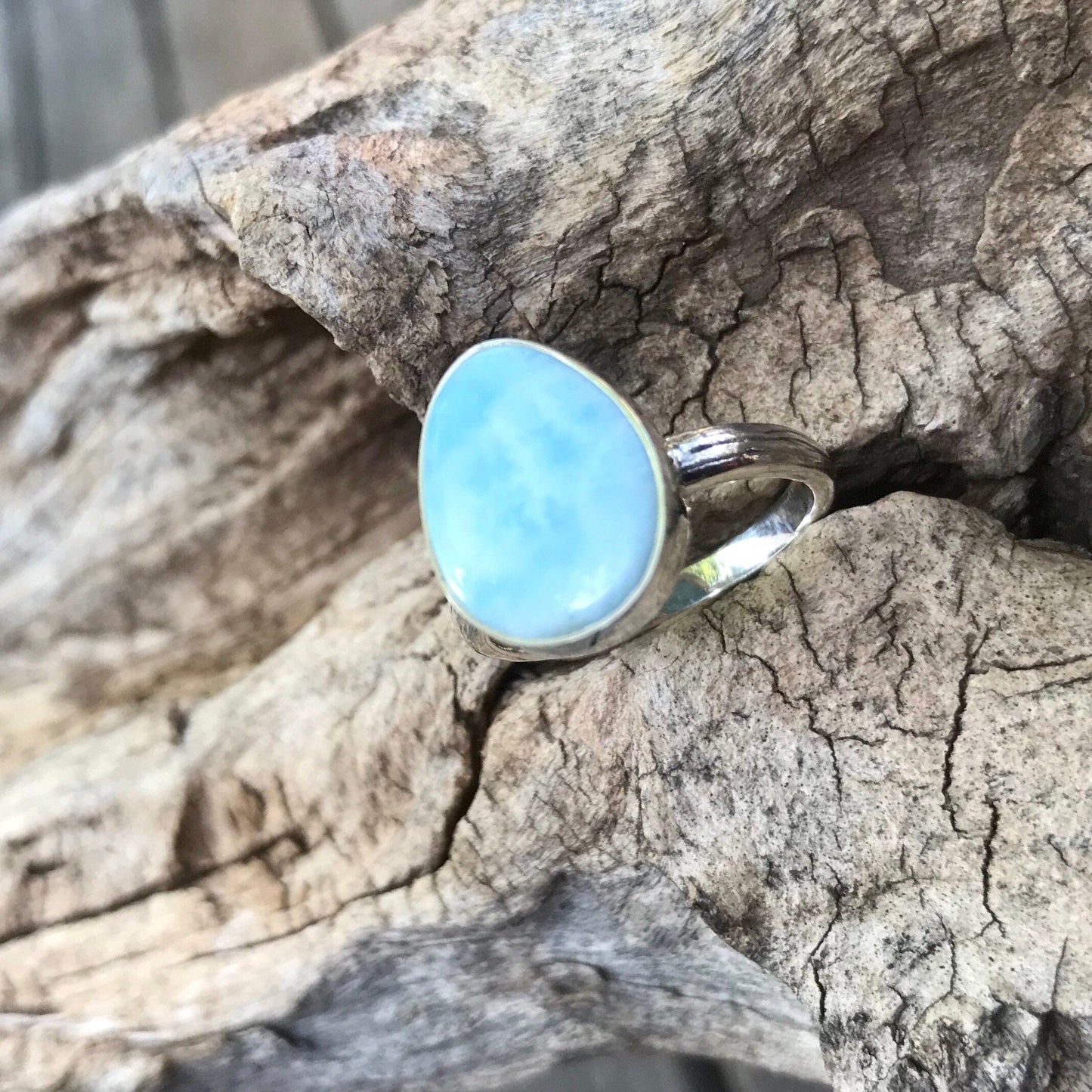 Sterling Silver Larimar Artisan handmade ring 7