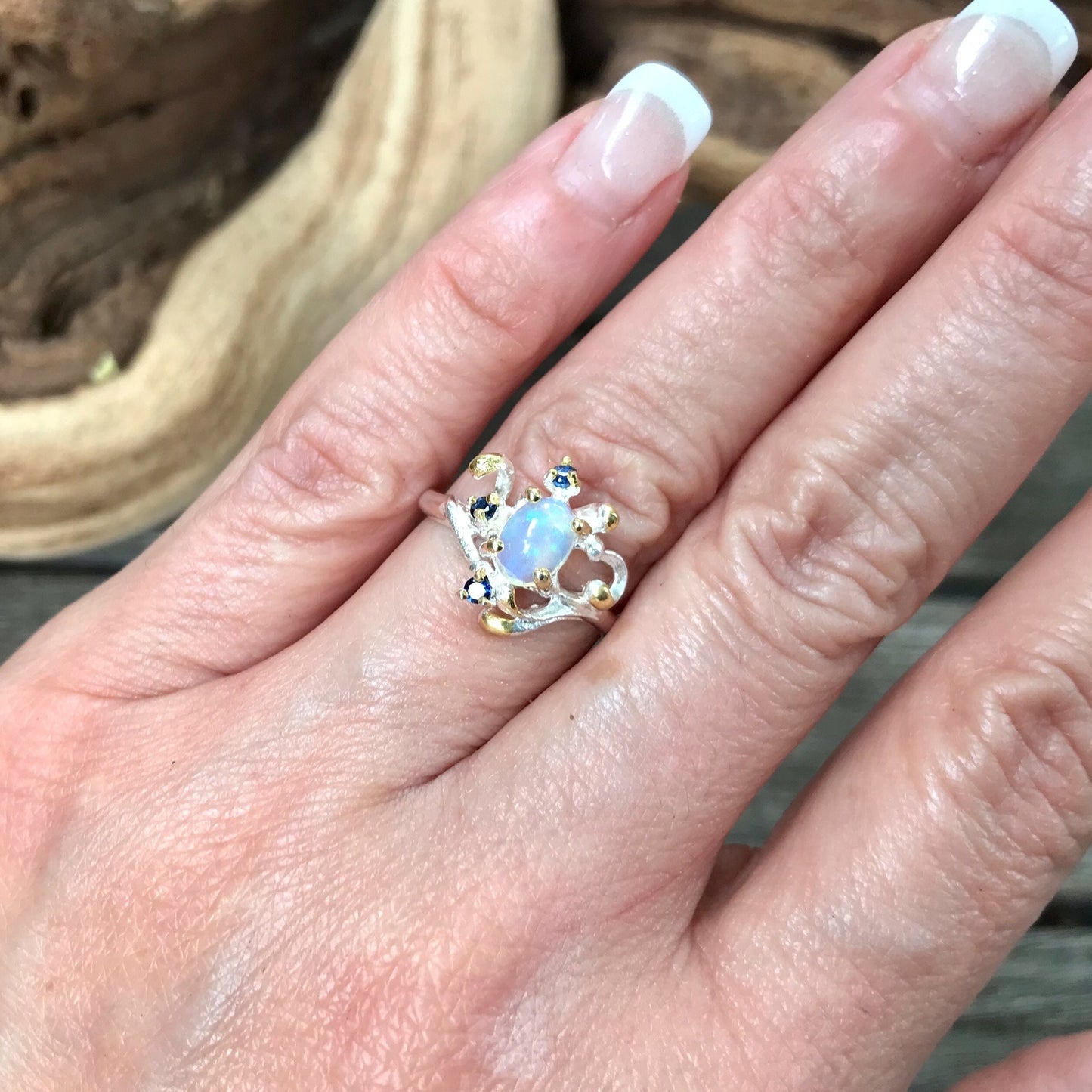 sterling silver Natural art opal ring 6
