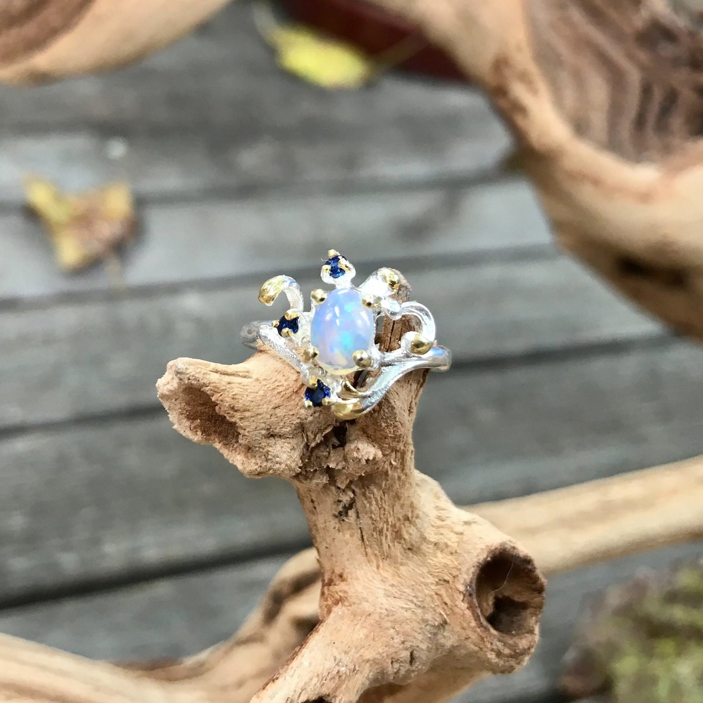 sterling silver Natural art opal ring 6