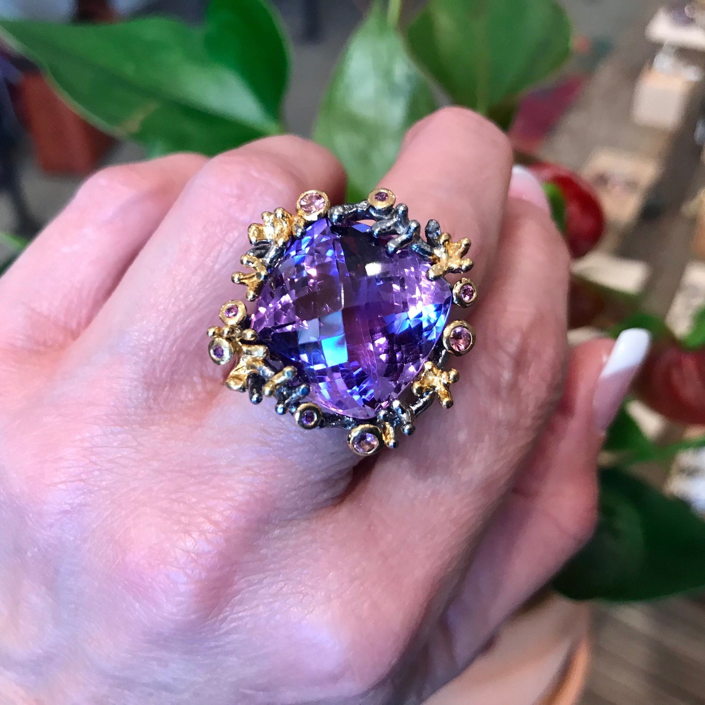 Handmade Sterling Silver Statement Amethyst Ring 8