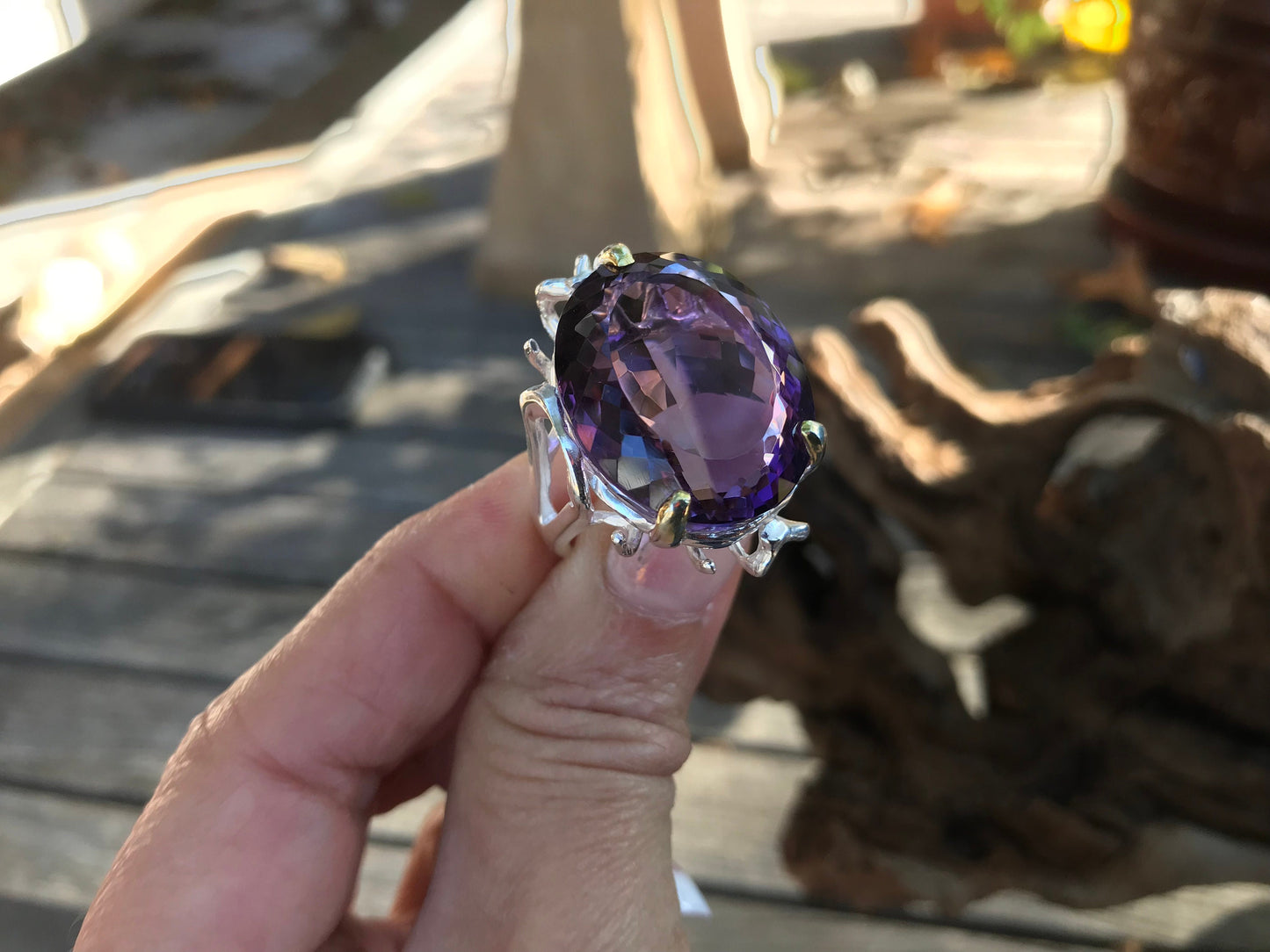 Handmade sterling Amethyst statement Ring 8