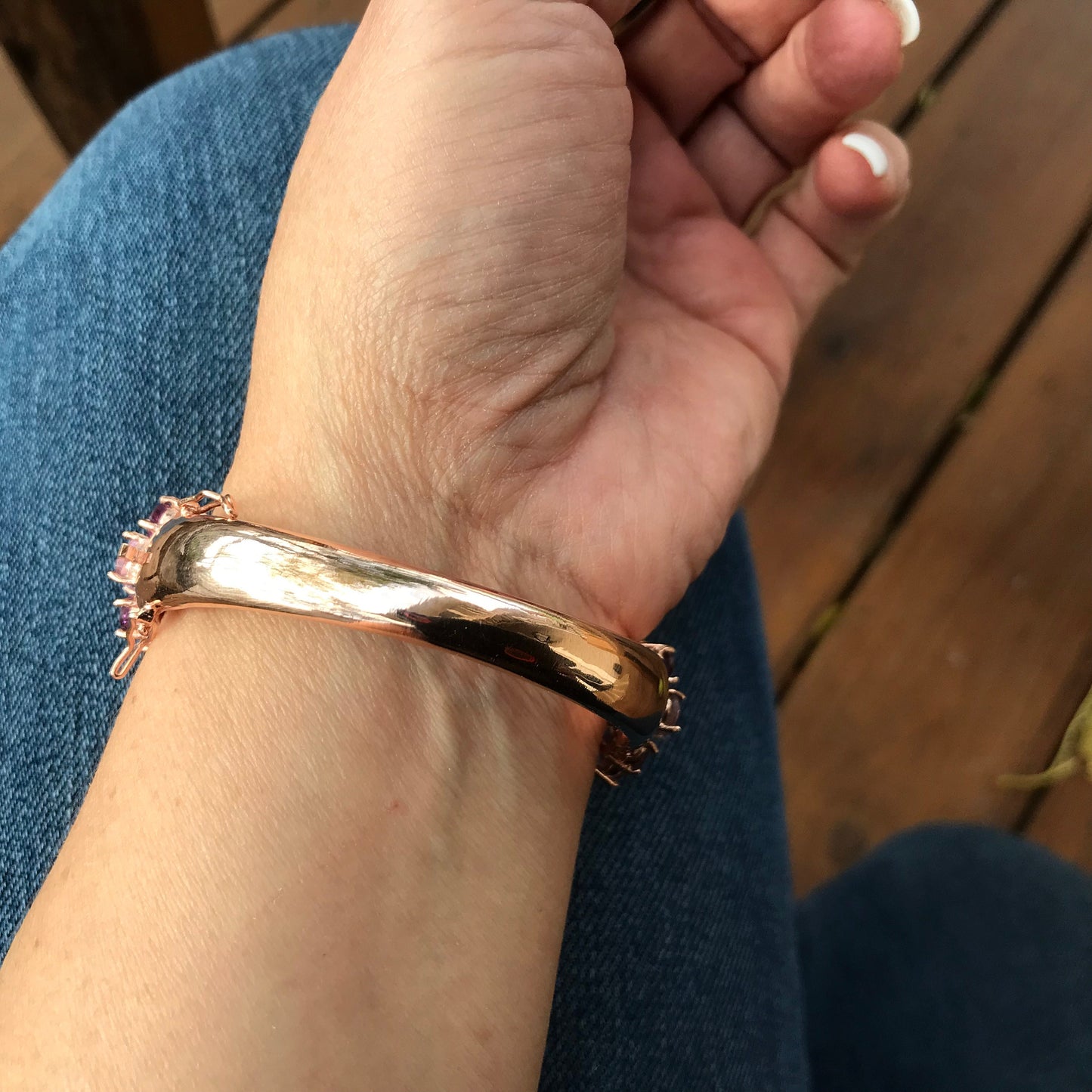 Sterling silver Rose gold amethyst Rhodolite cuff bracelet