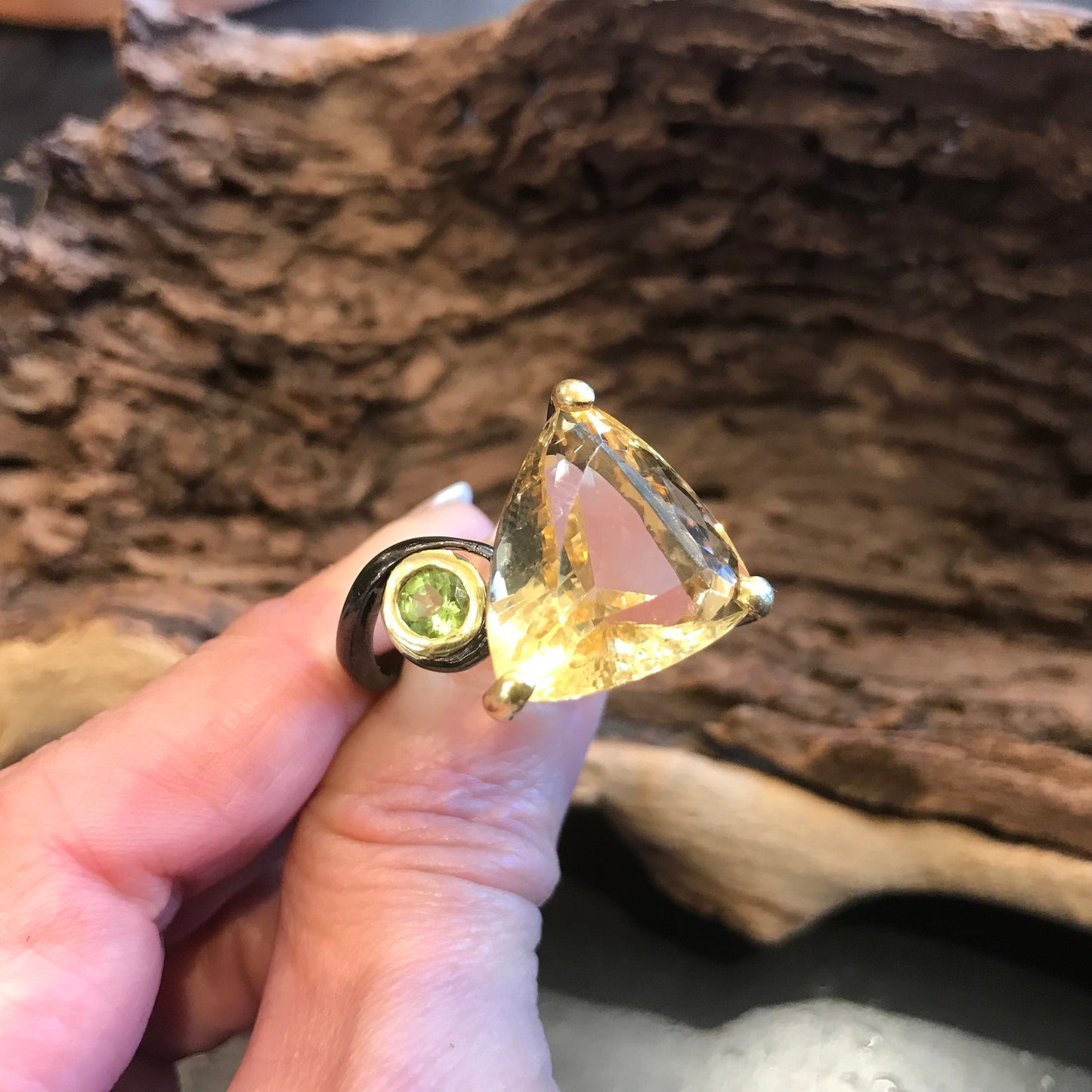 Sterling silver natural citrine modernist Ring 9