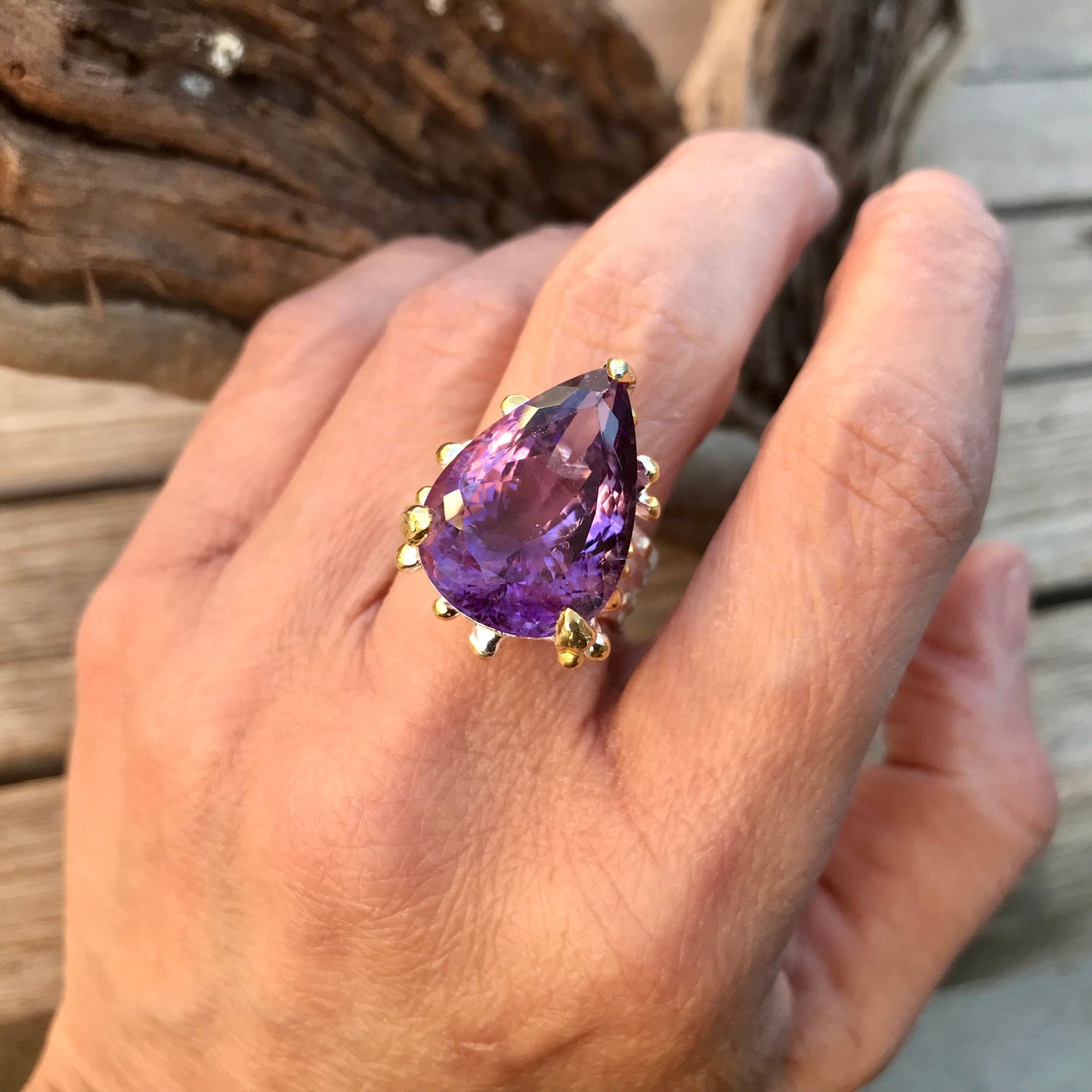 Handmade Sterling Silver Statement Amethyst Ring 7.5