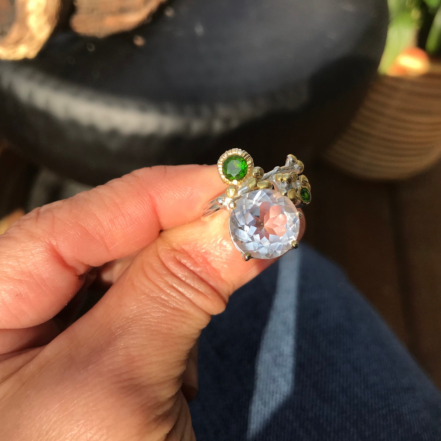 sterling silver natural quartz ring 8.5