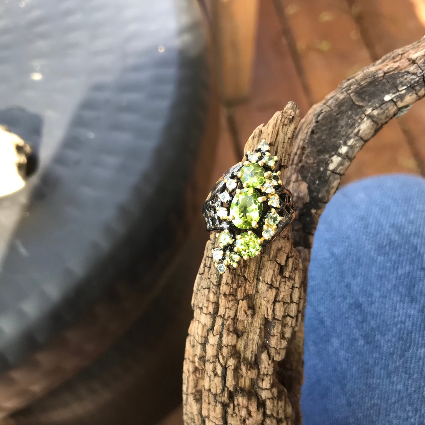 Etnika sterling Silver peridot statement Ring size 7