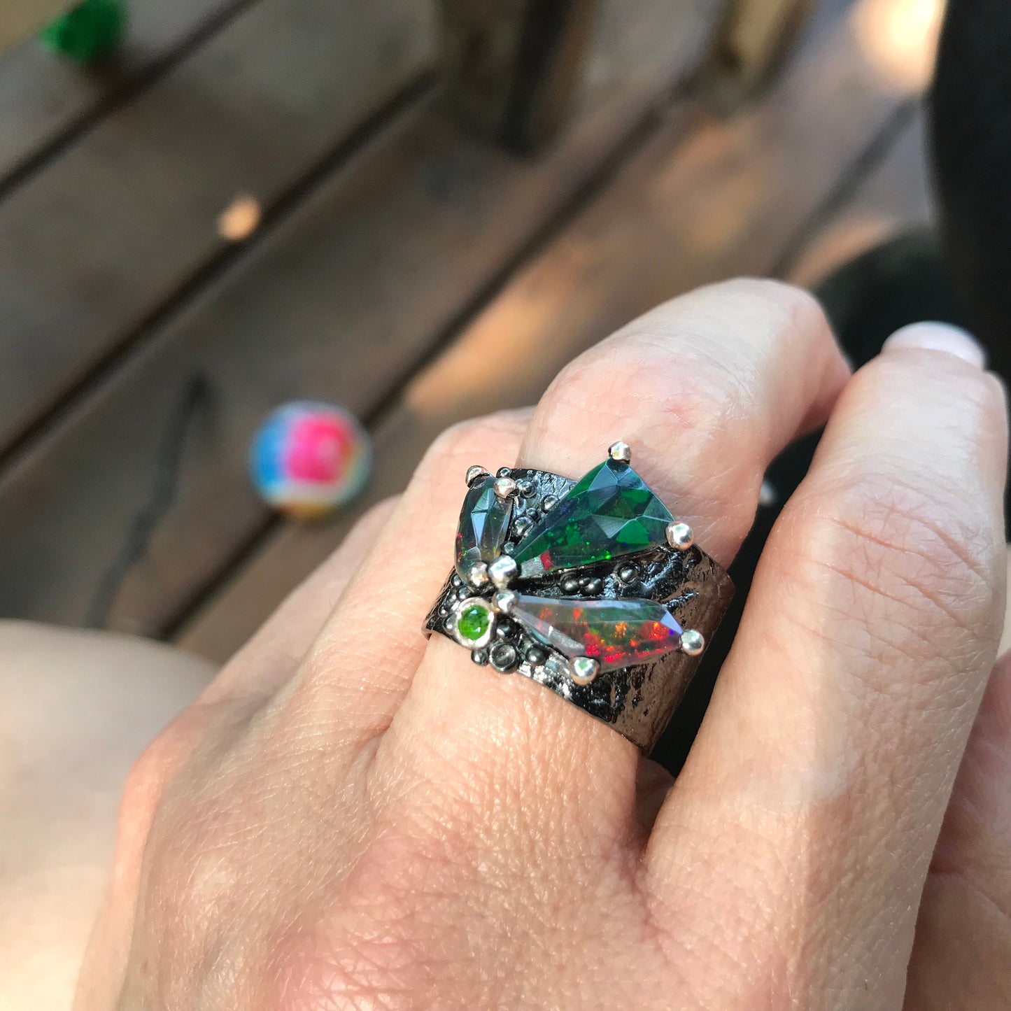 sterling silver natural red fire opal band ring 8