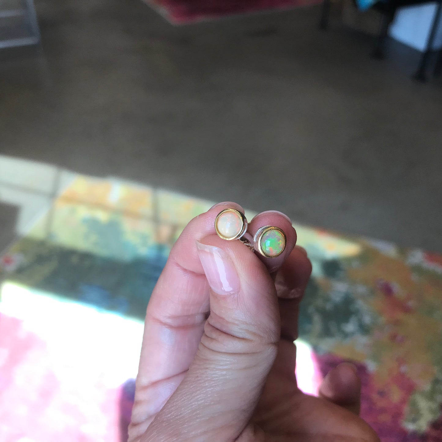 sterling silver Fire natural Small Stud earrings