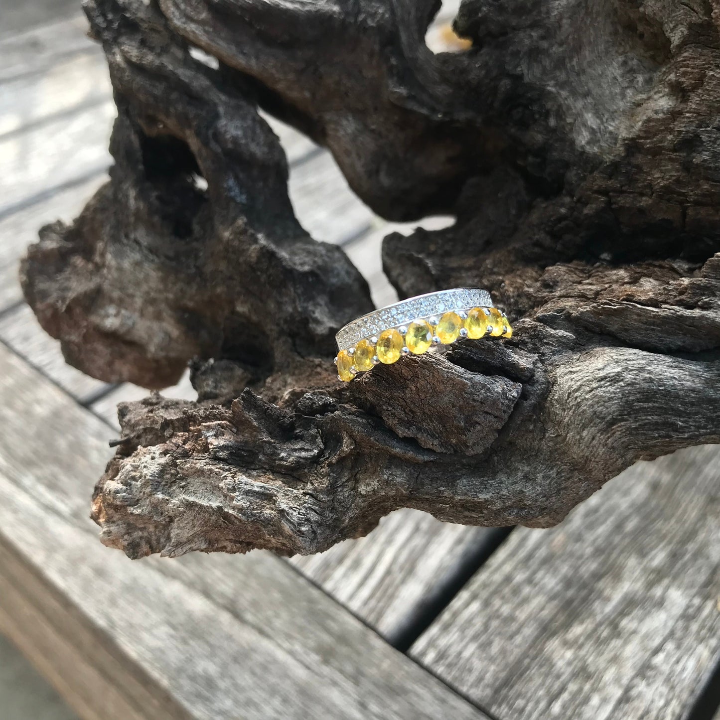 Handmade Sterling yellow sapphire Band ring 8