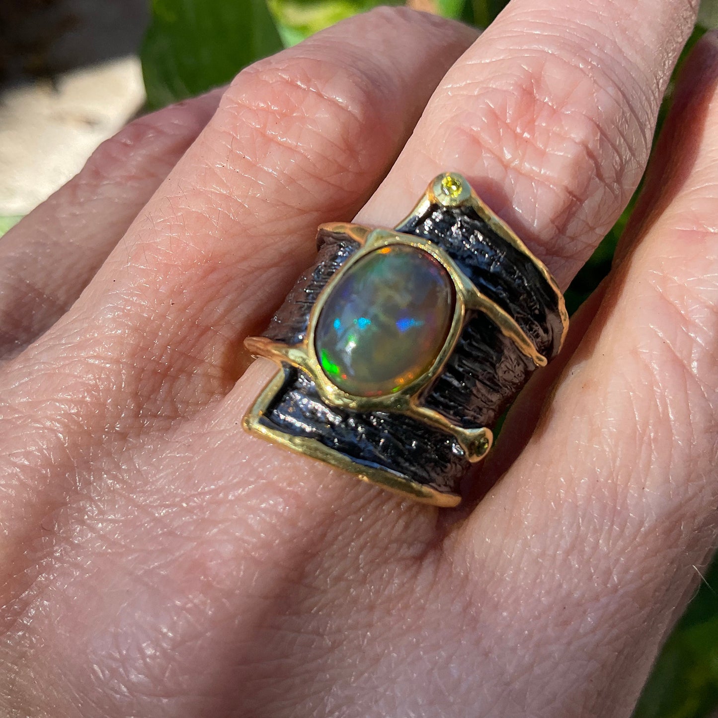 sterling silver natural fire opal band ring 7