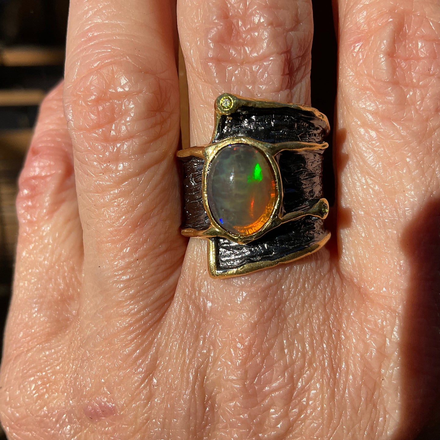 sterling silver natural fire opal band ring 7