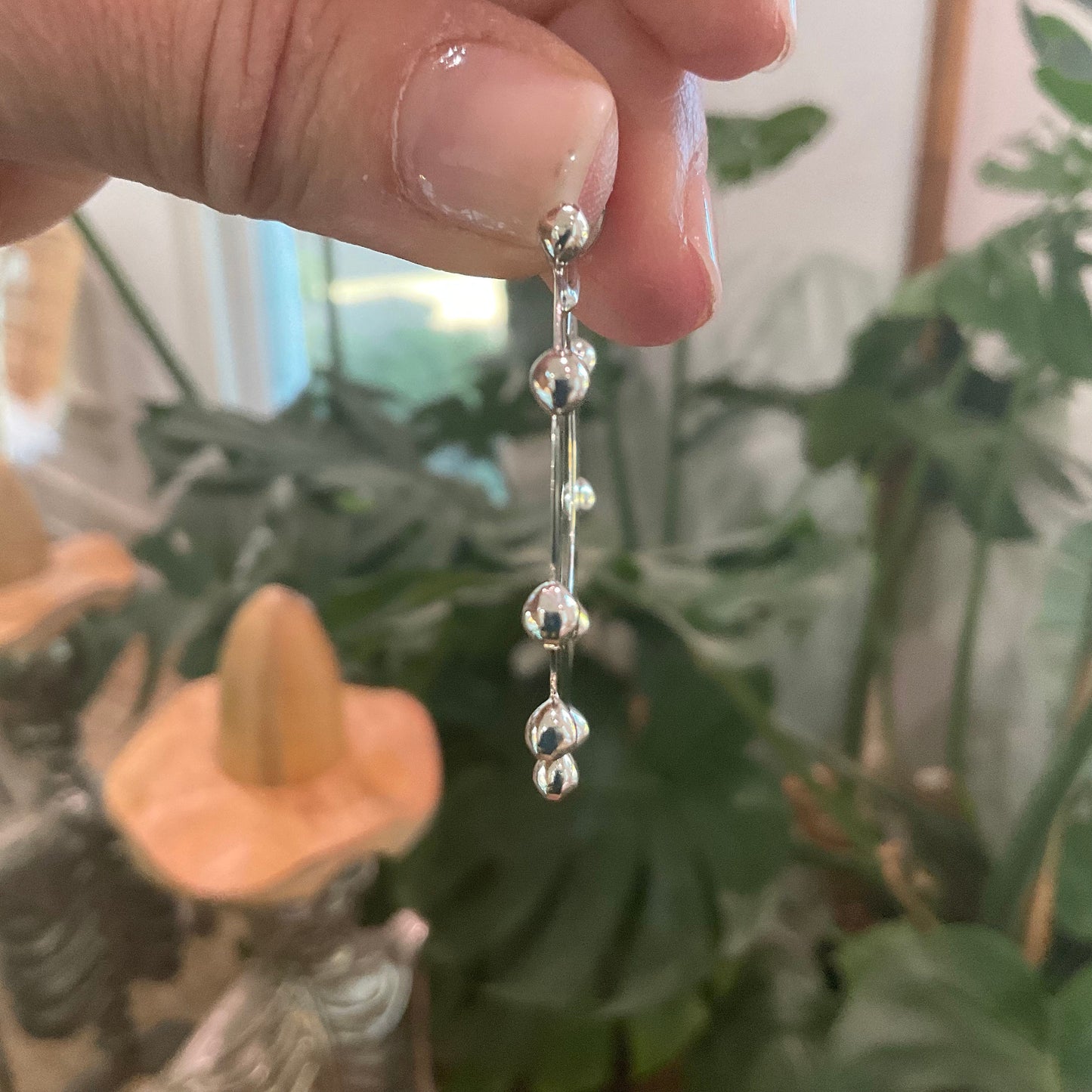 sterling silver Modernist large Hoops light dangle Earrings NEW