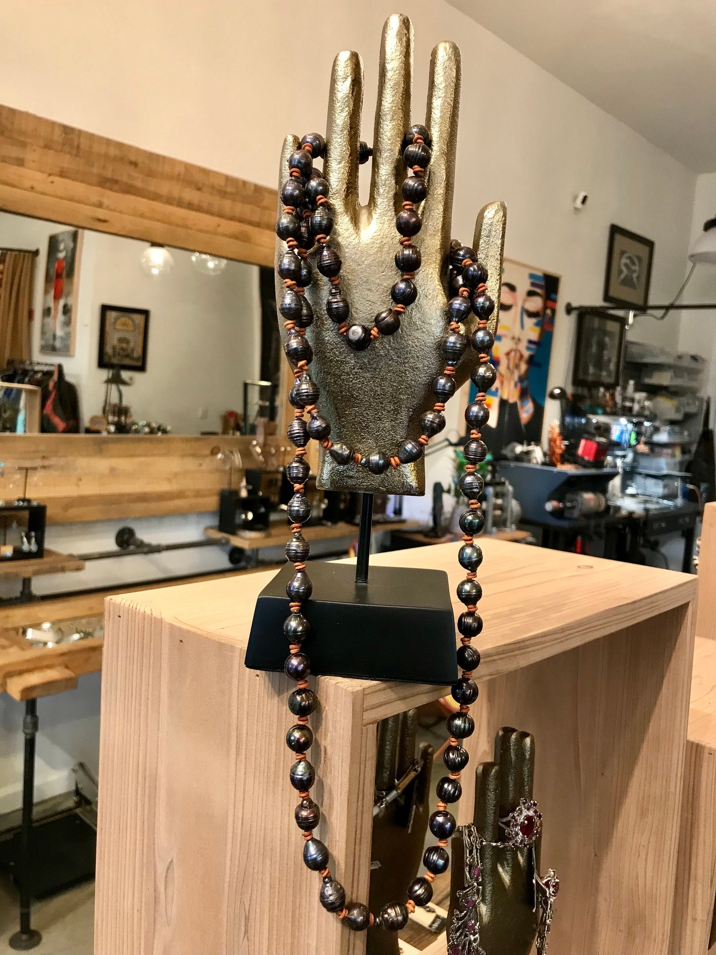 Natural cultivated pearls black baroque long pearl necklace