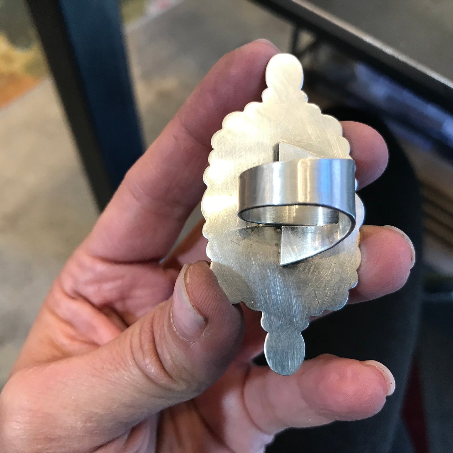 Sterling Statement spiny oyster turquoise huge adjustable Cluster ring