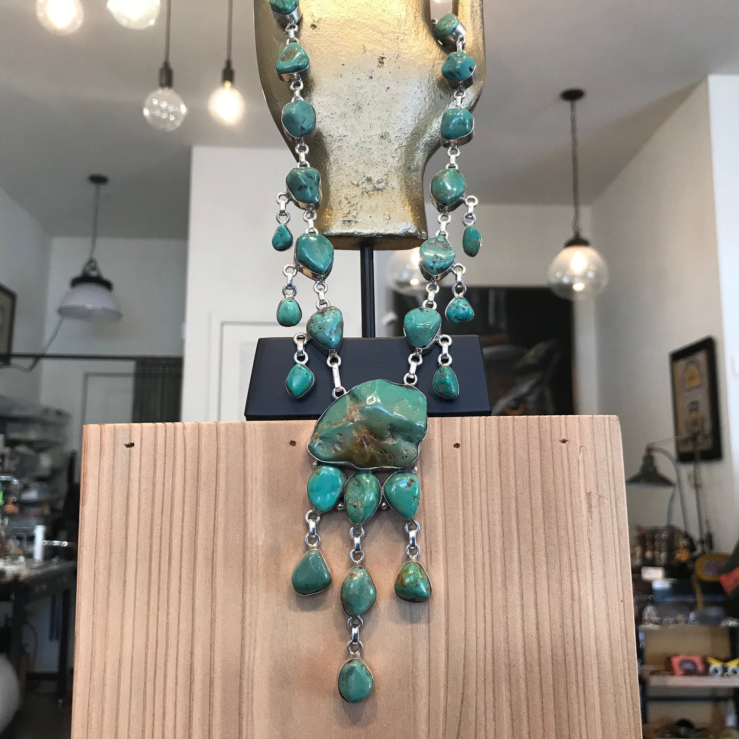 Vintage Sterling Silver Turquoise Statement Necklace