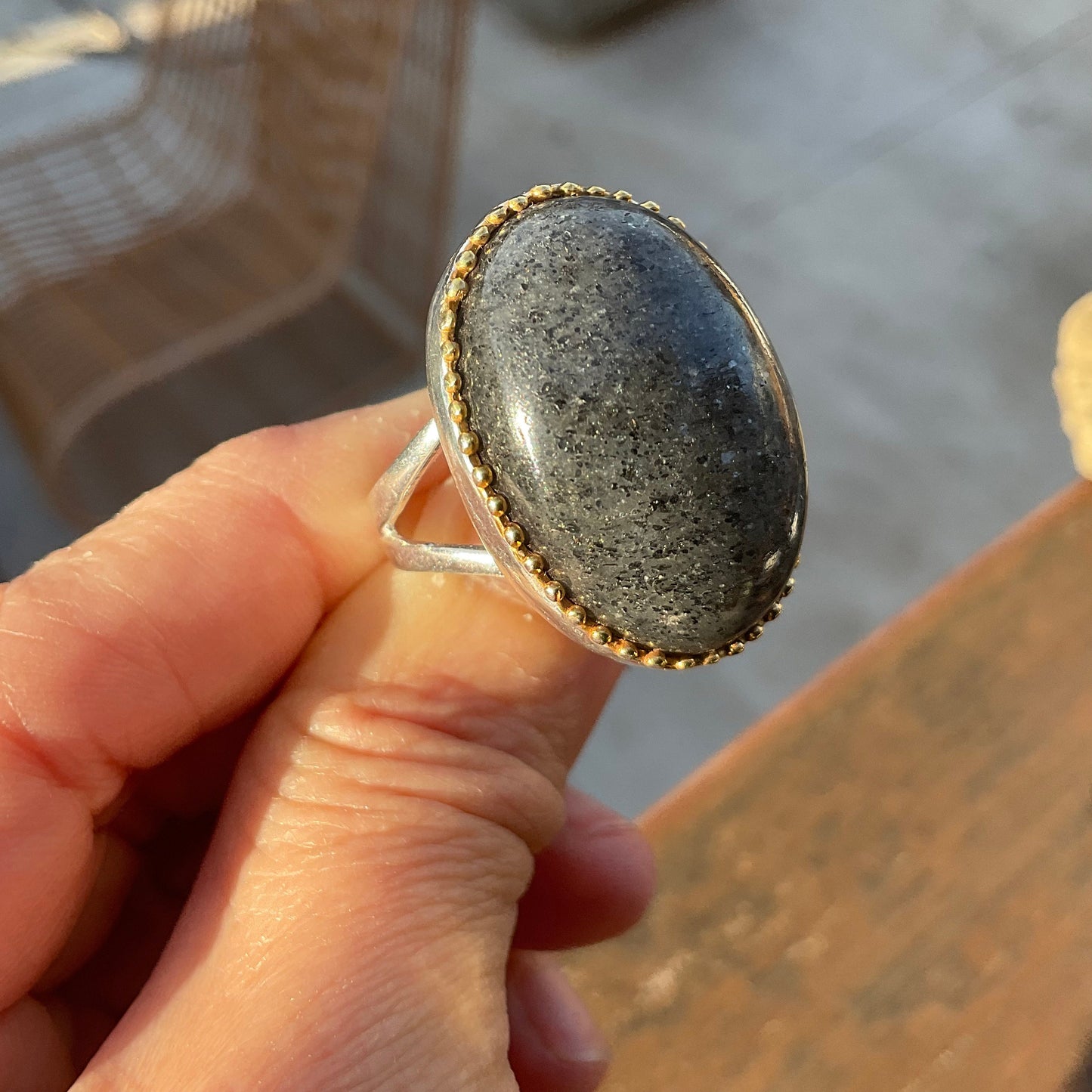 Sterling silver Sunstone statement ring