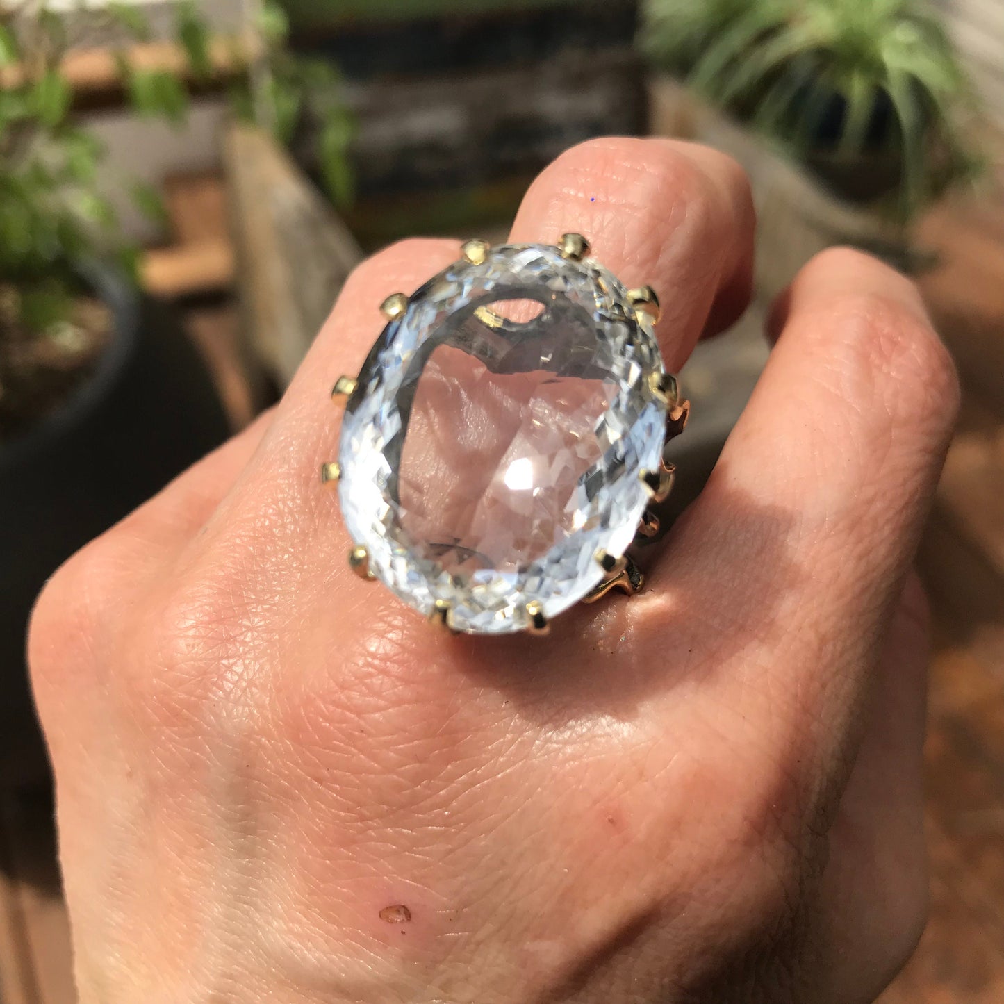 sterling silver natural quartz roots 40ct statement ring 9