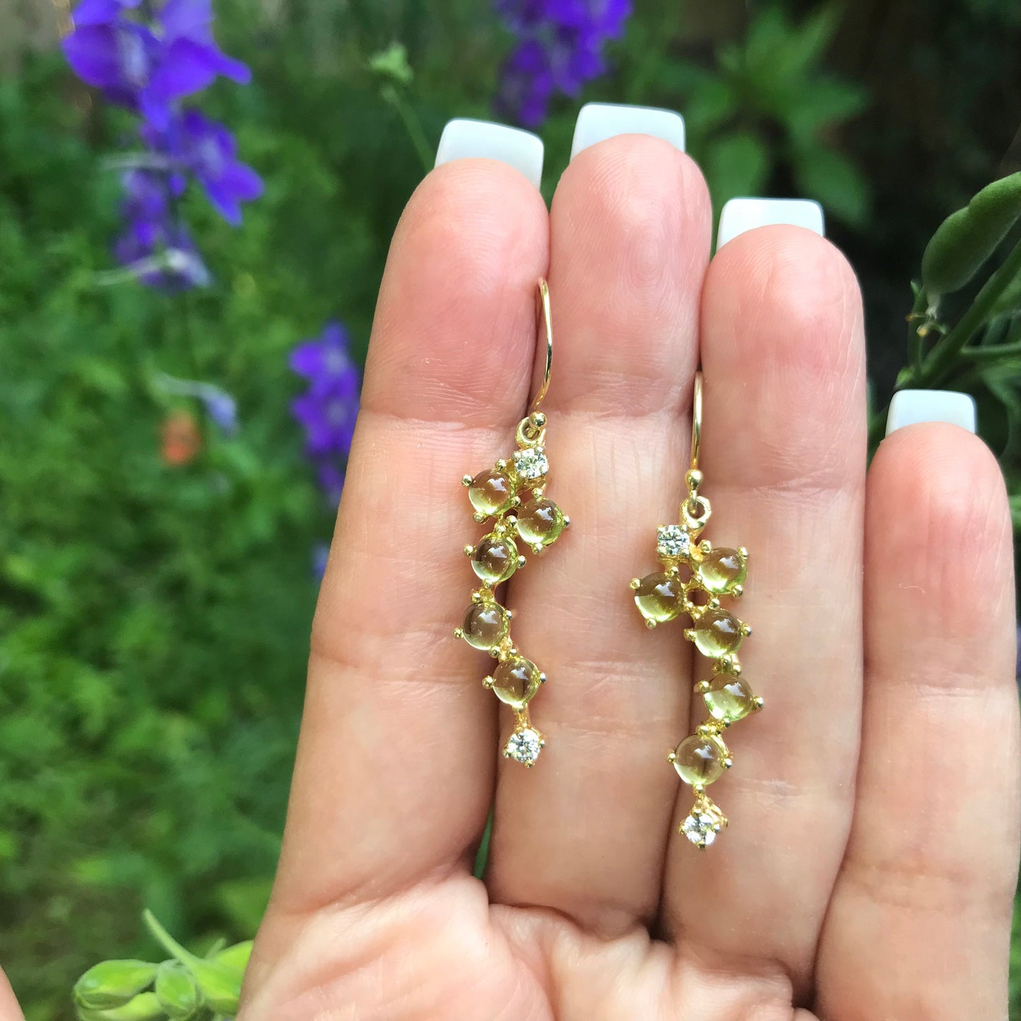 Sterling Silver Peridot gold Dangle Earrings