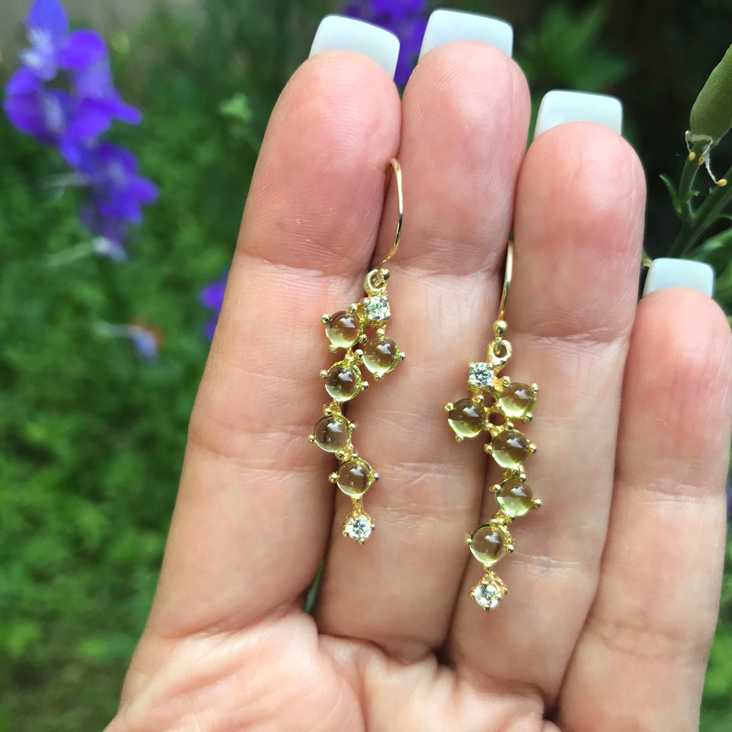 Sterling Silver Peridot gold Dangle Earrings