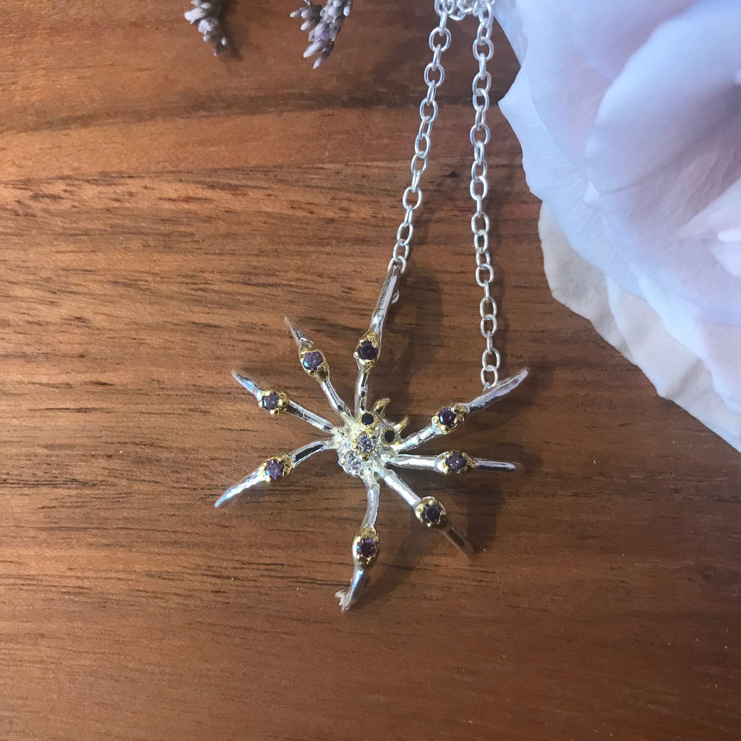 Sterling silver spider necklace