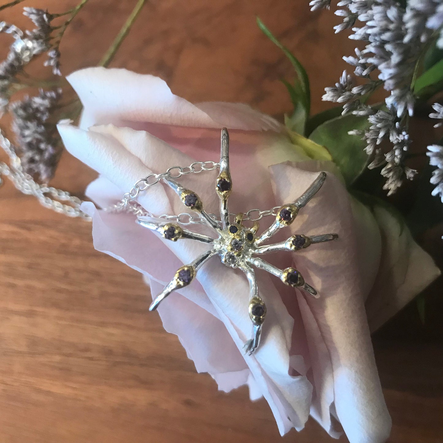 Sterling silver spider necklace