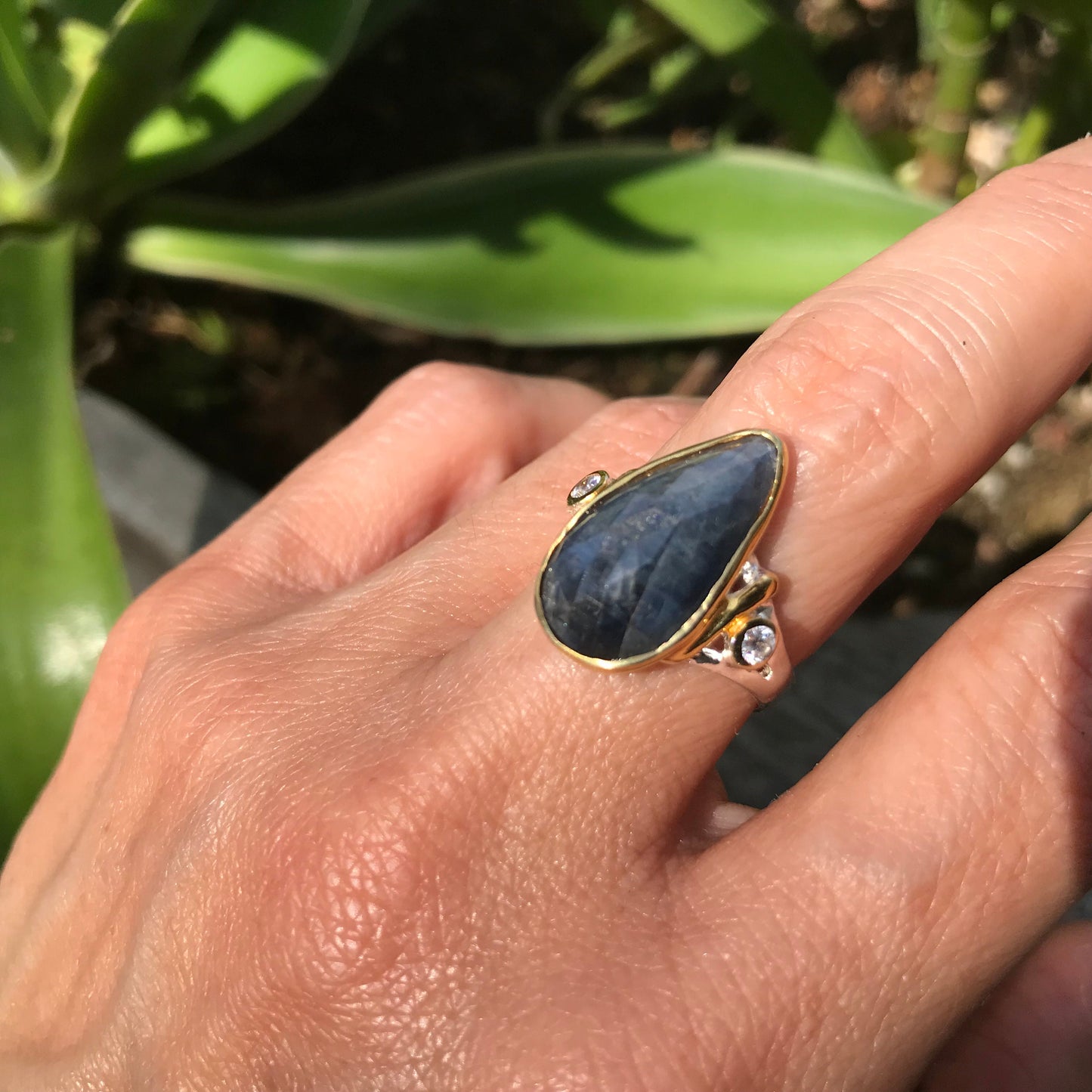 Handmade Sterling Silver Natural Blue Sapphire Ring 7