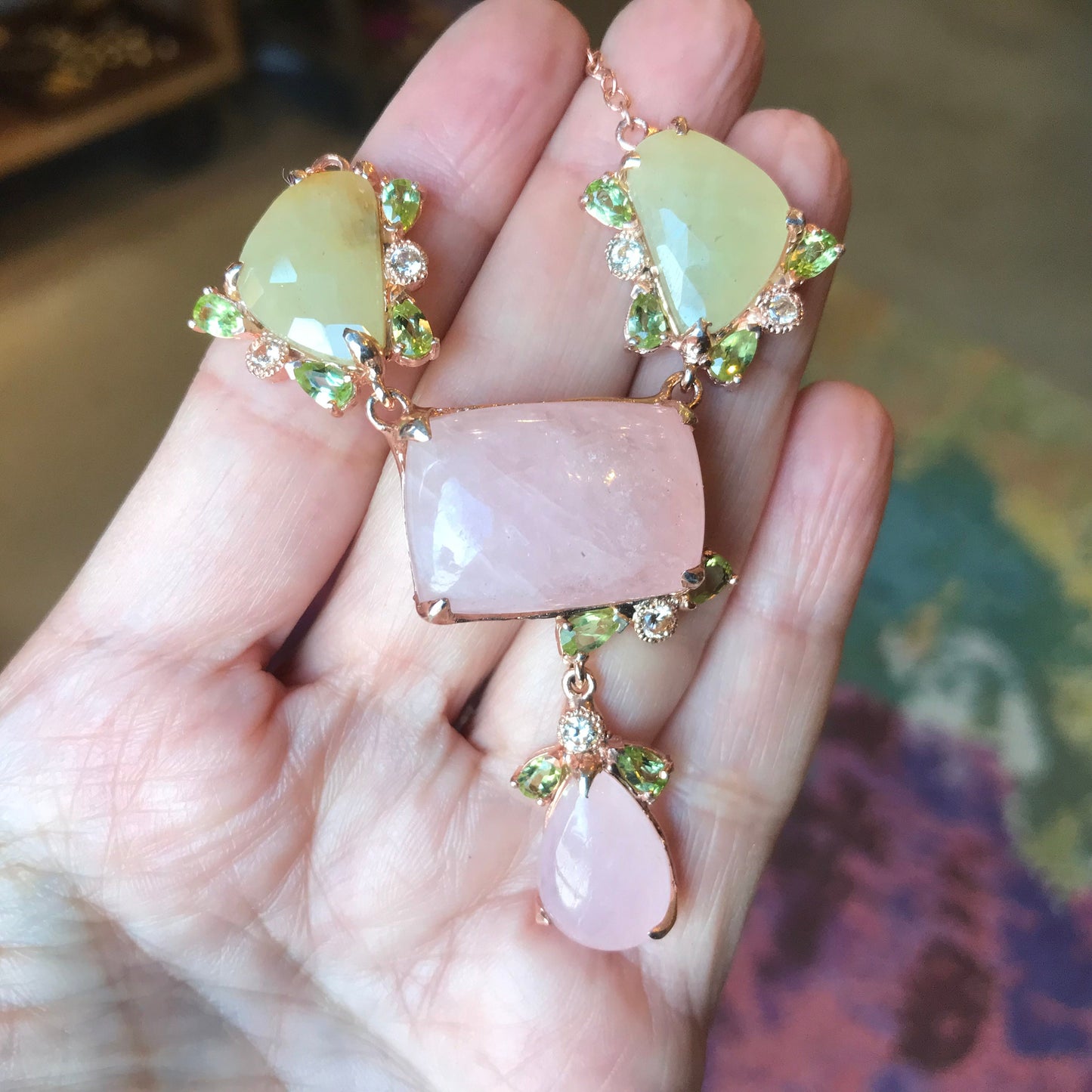 sterling silver pink morganite sapphire necklace