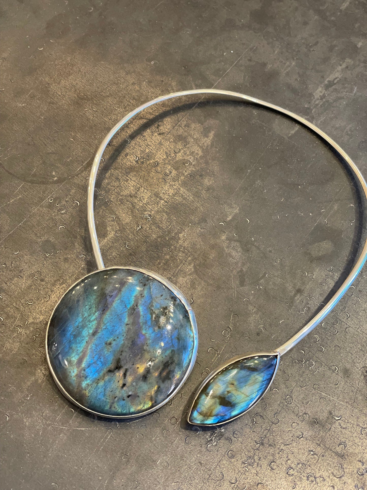 labradorite modernist Sterling silver Statement Necklace choker