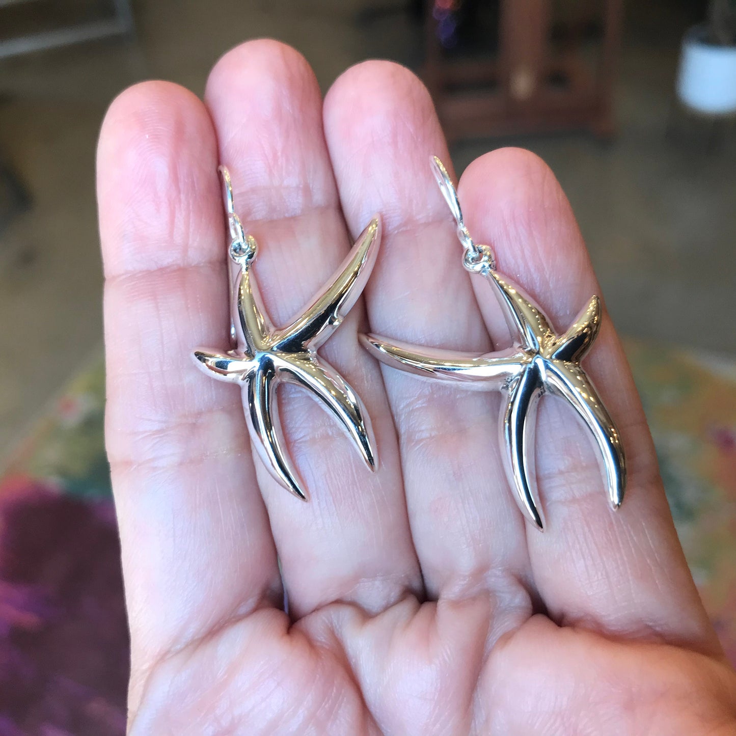 Sterling  Silver Starfish star Fish earrings