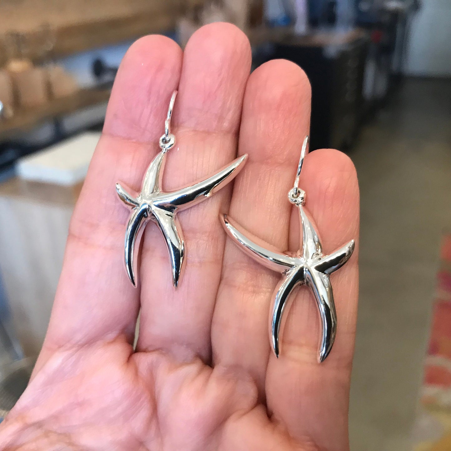 Sterling  Silver Starfish star Fish earrings