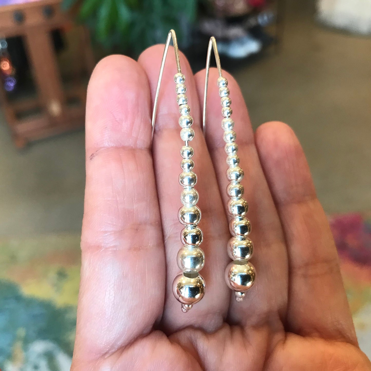 sterling silver Modernist polish ball hook Earrings