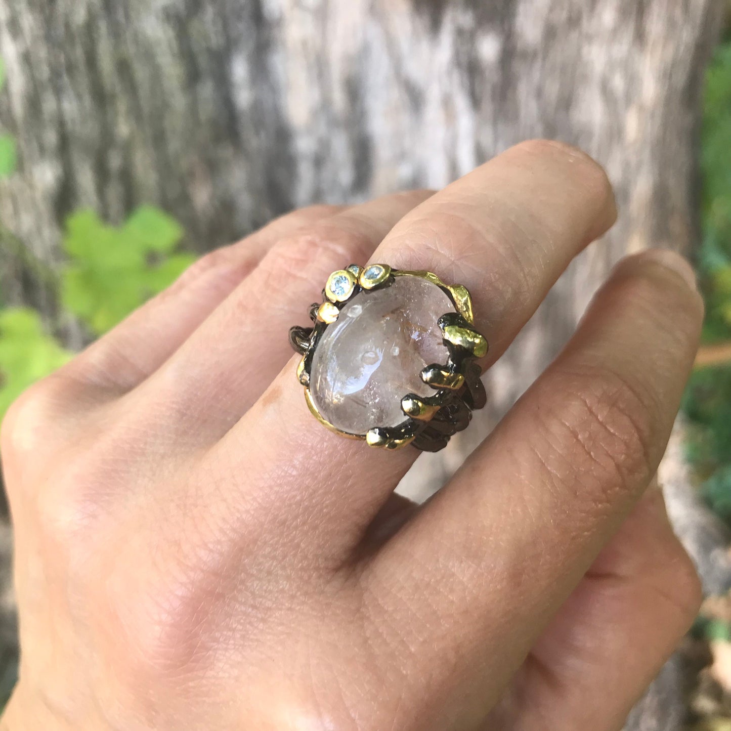 sterling silver rutilated quartz band ring 8.5 rutile