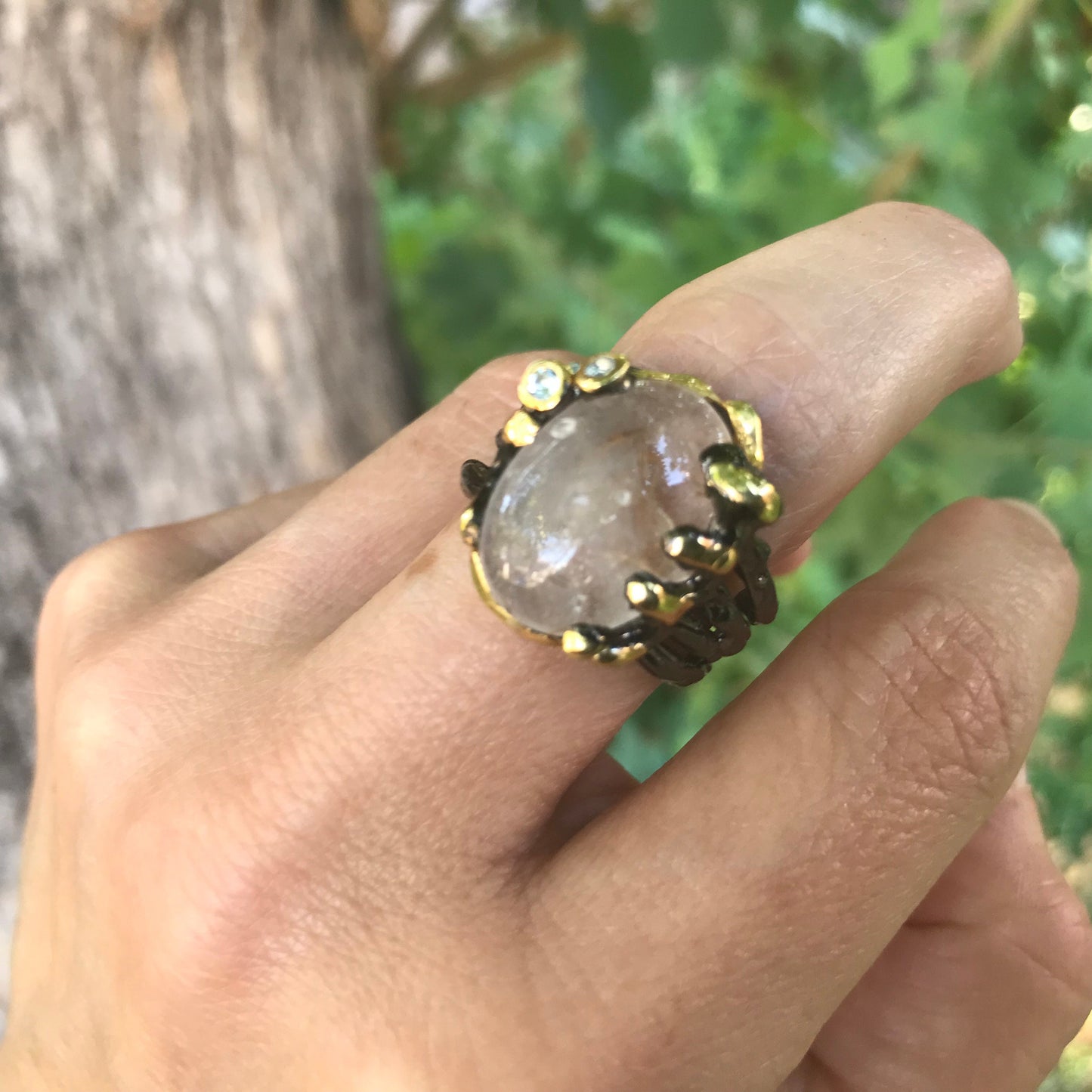 sterling silver rutilated quartz band ring 8.5 rutile