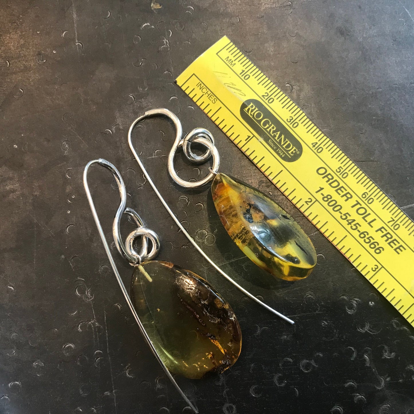 Sterling Silver natural Amber modernist oversize statement earrings
