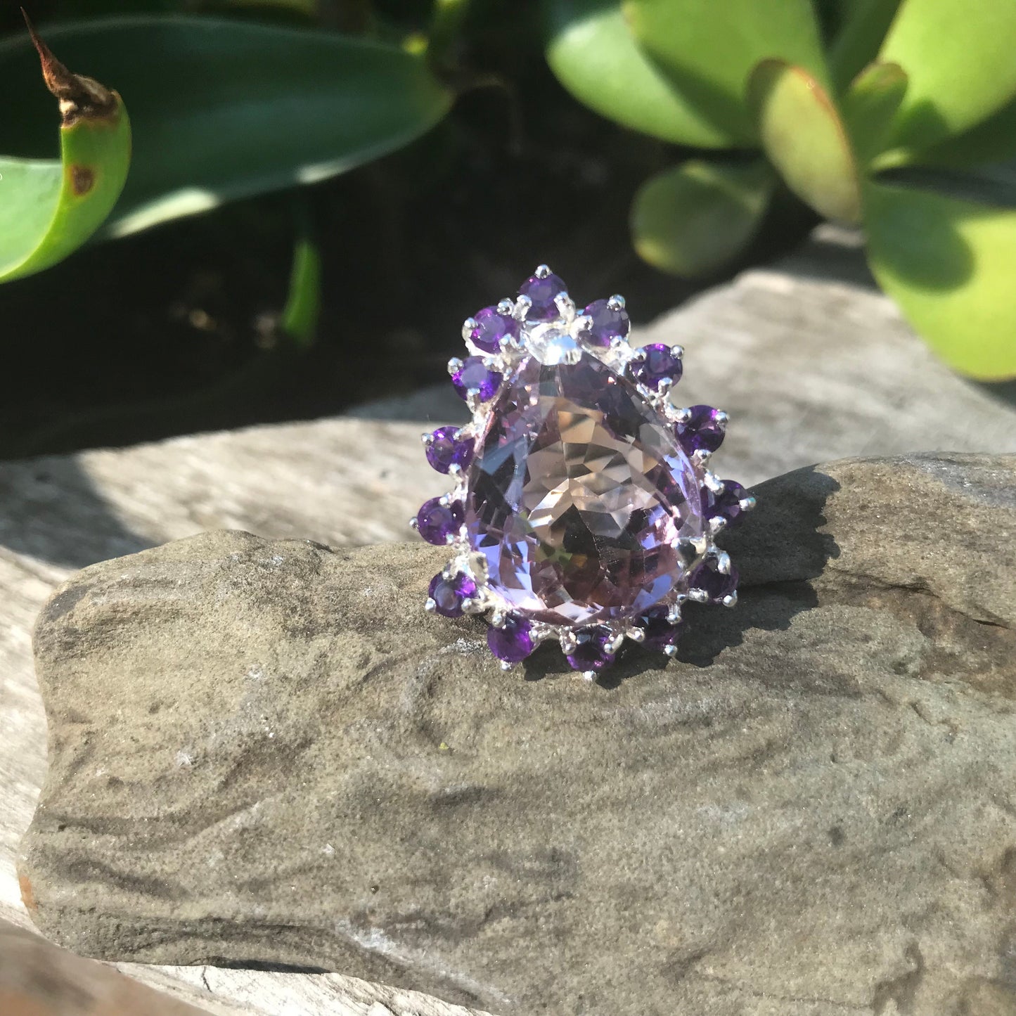 Sterling Silver ametrine Statement amethyst ring 9