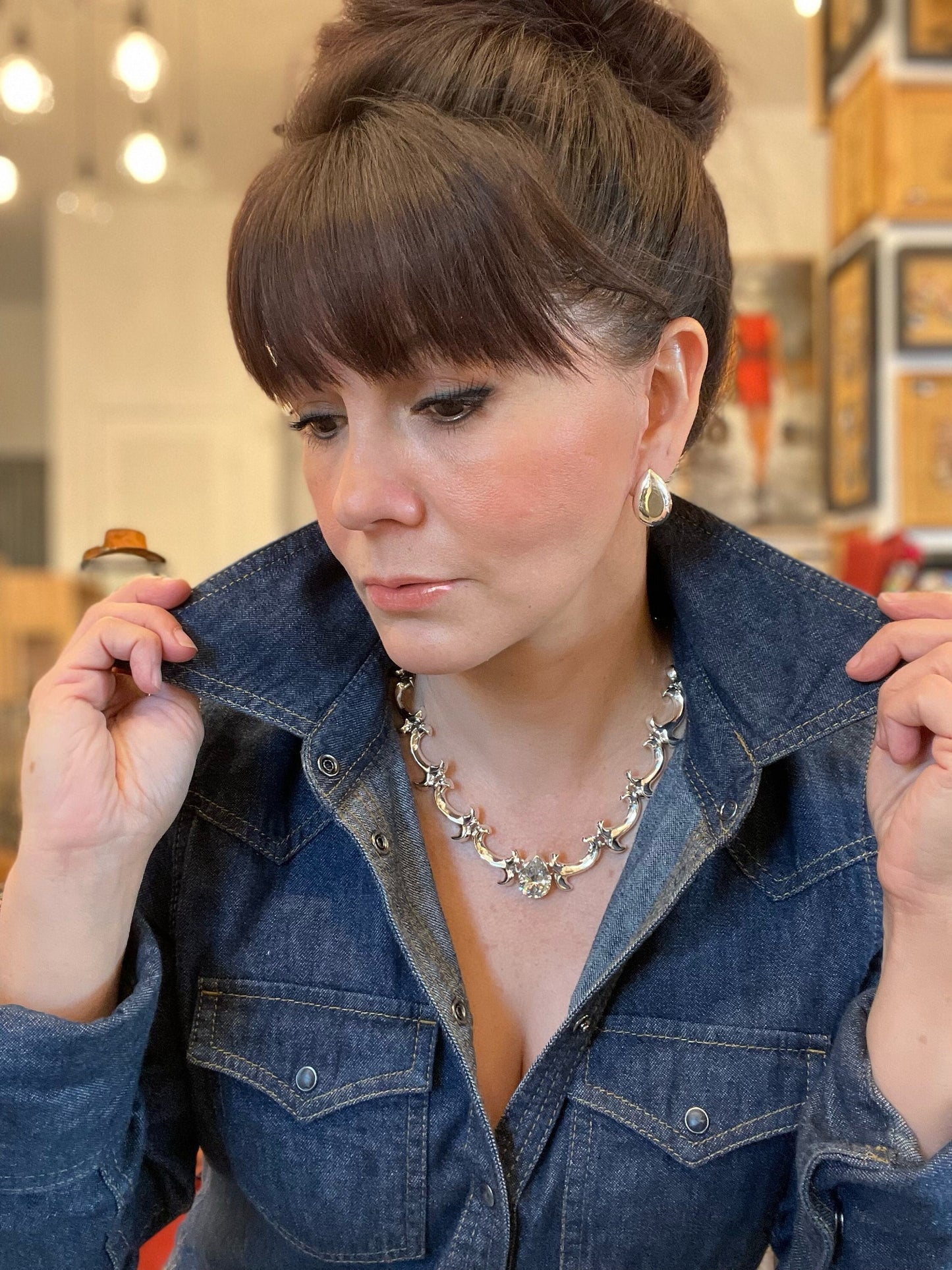 Sterling Silver vintage statement necklace collar