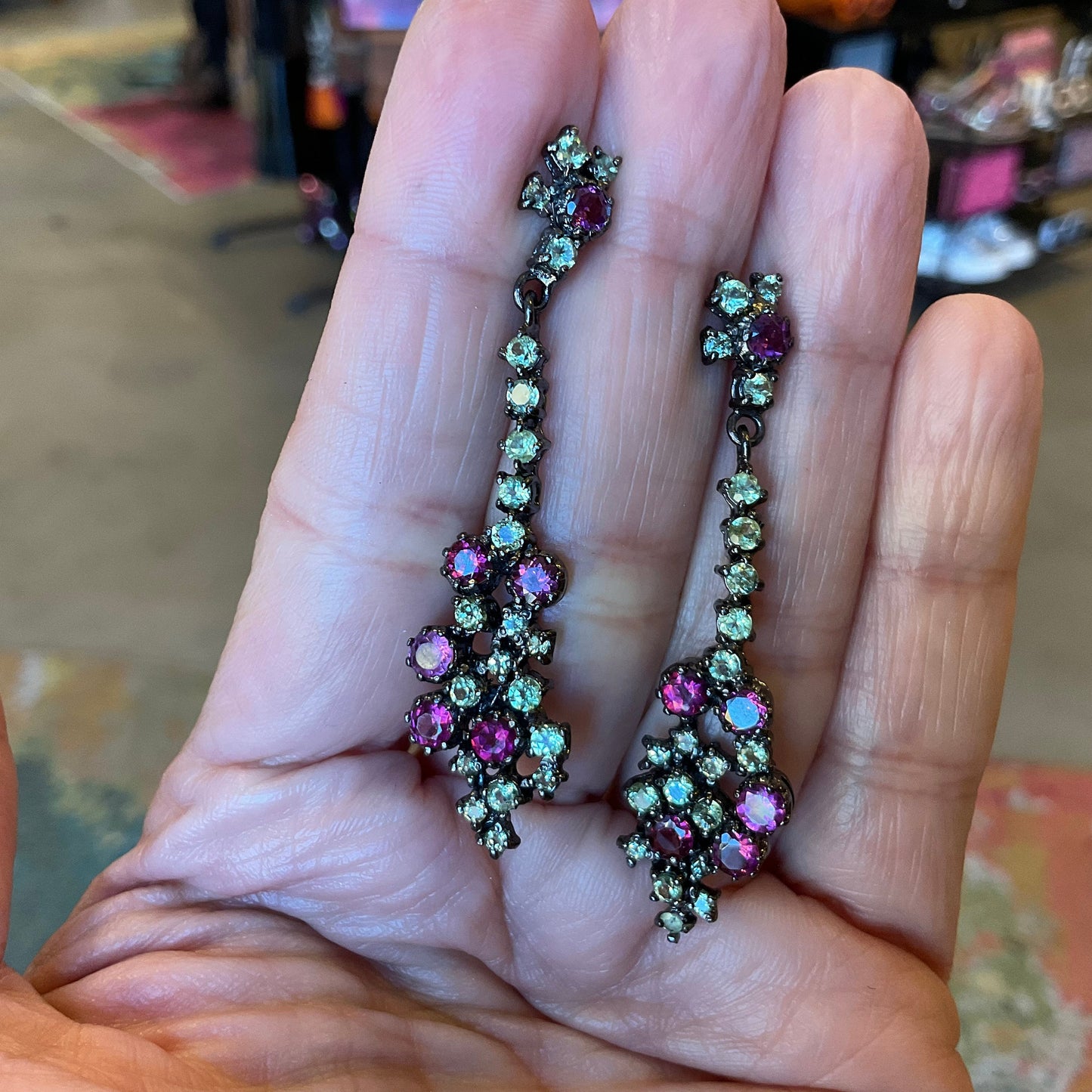 Sterling Silver Rhodolite organic art earrings