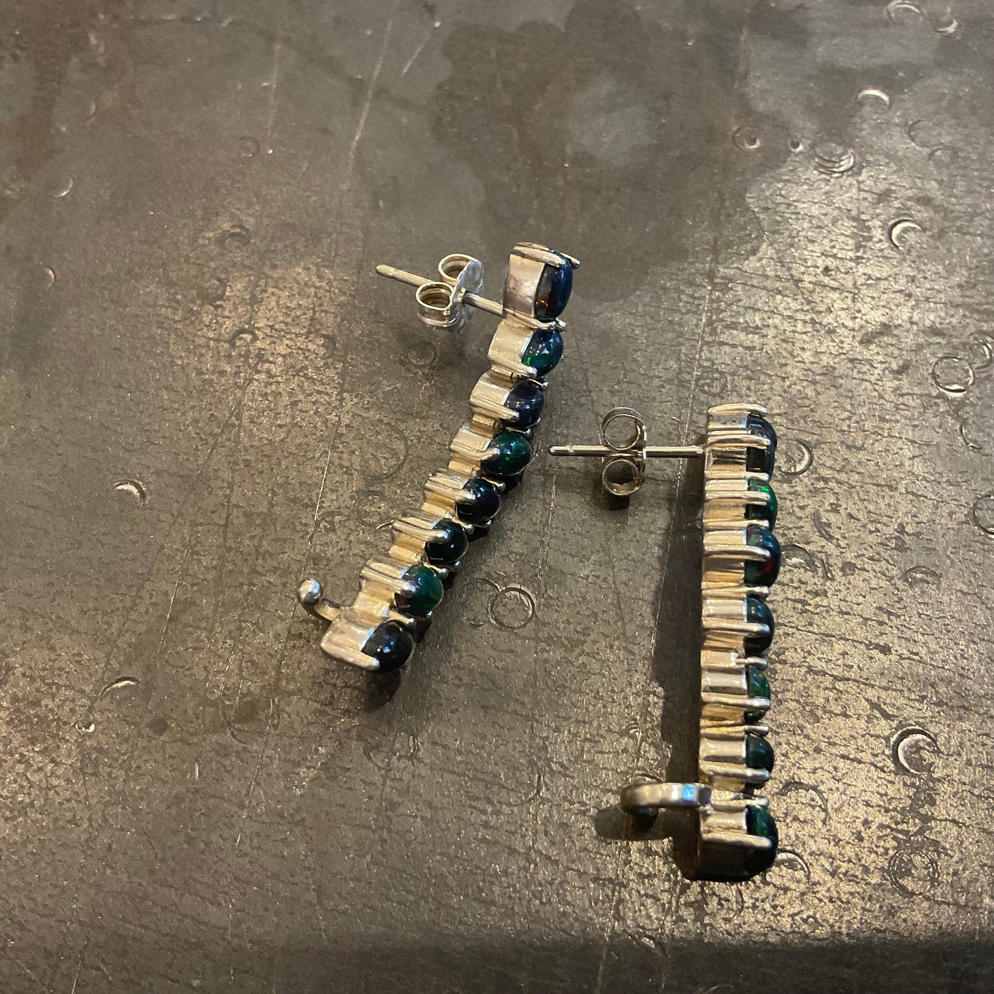 Sterling Silver Natural fire Opal Ear climber Earrings