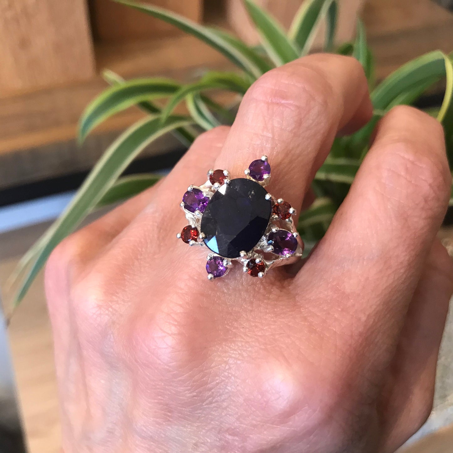 Sterling Silver sapphire amethyst Ring 9
