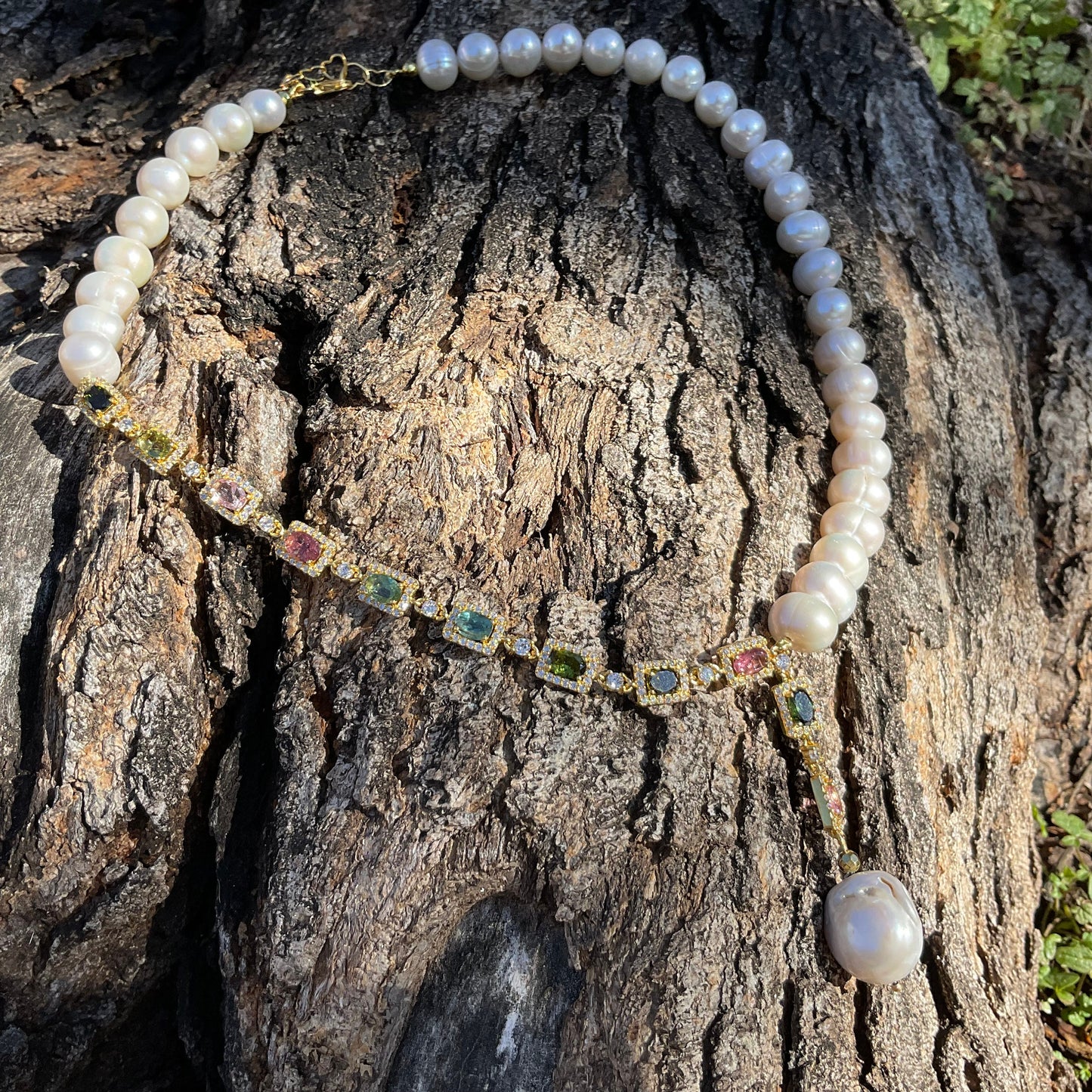 Sterling silver white tourmaline necklace